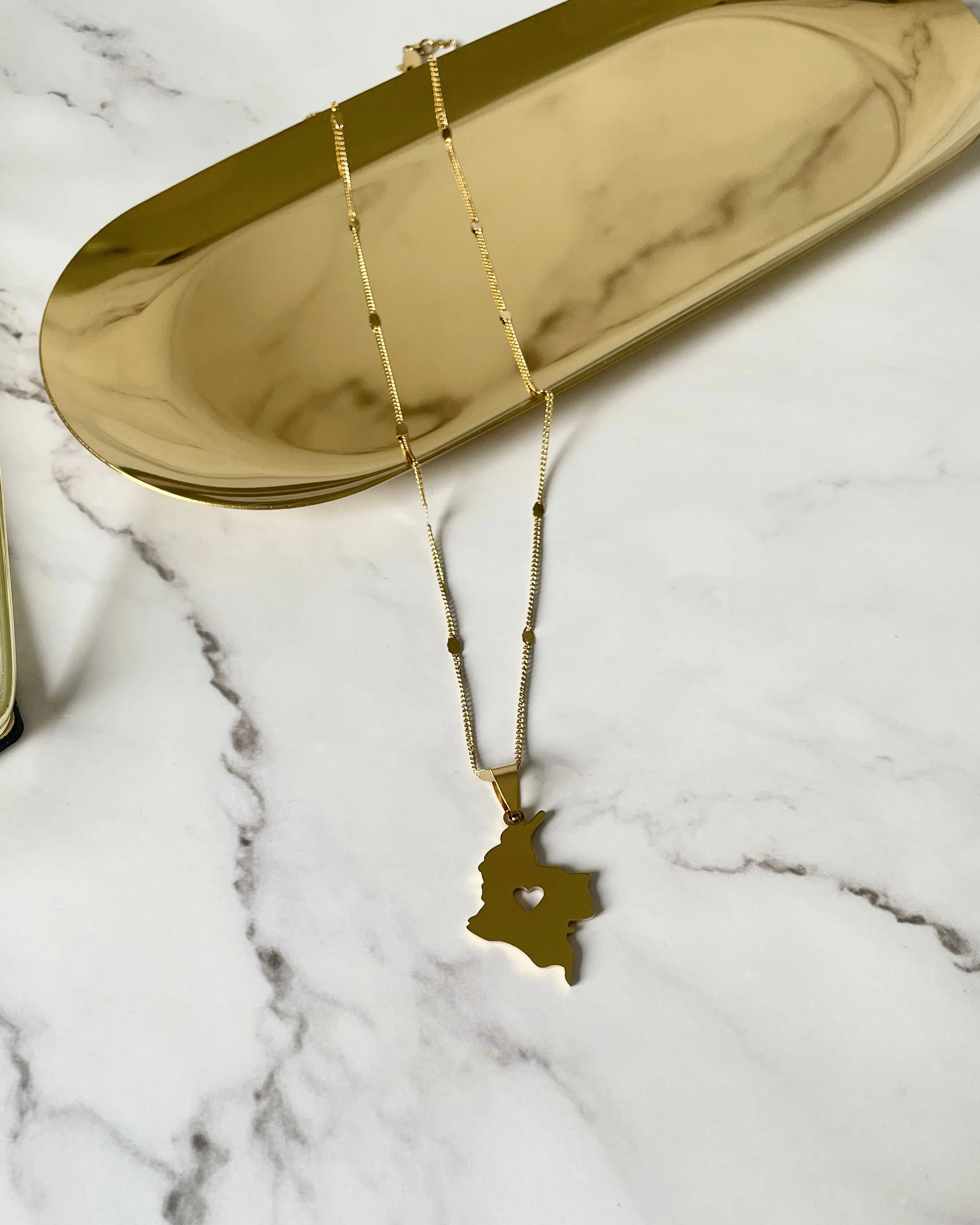 Colombia Map Pendant Necklace