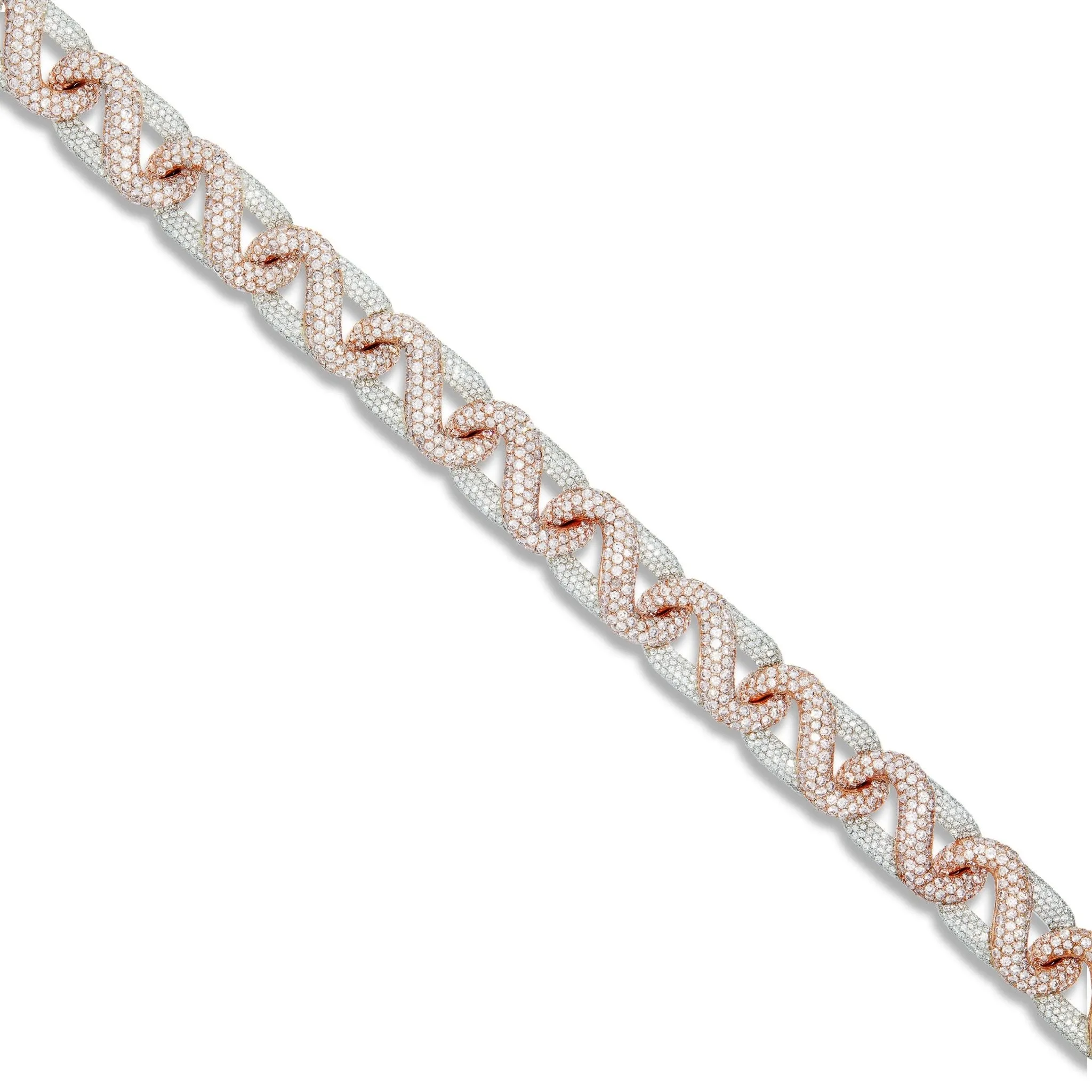 Custom 10K Two Tone 55ctw Diamond Infinity Link Cuban Chain