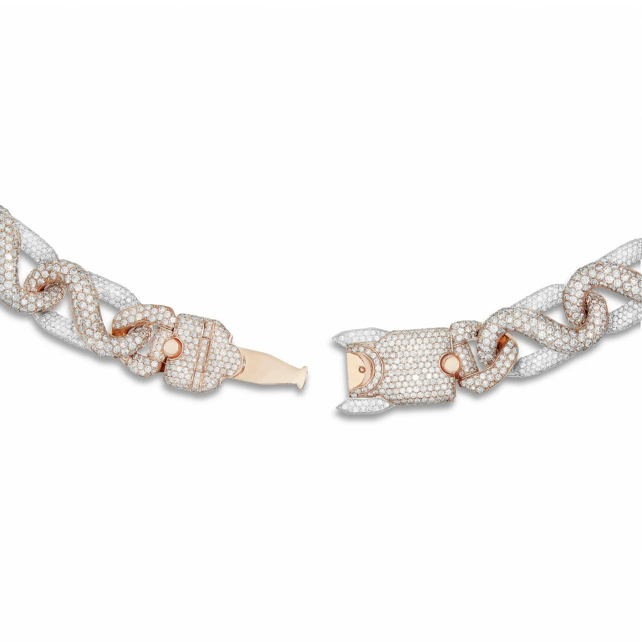 Custom 10K Two Tone 55ctw Diamond Infinity Link Cuban Chain