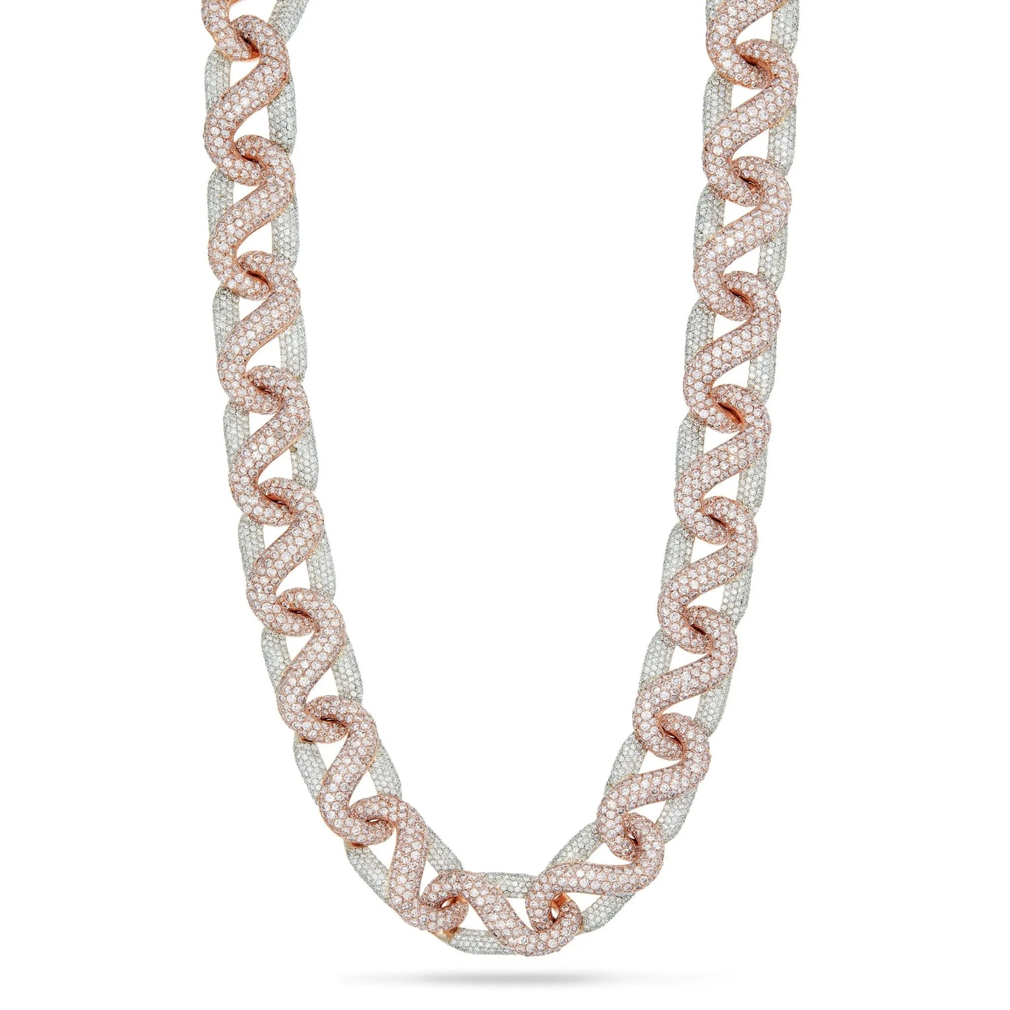 Custom 10K Two Tone 55ctw Diamond Infinity Link Cuban Chain