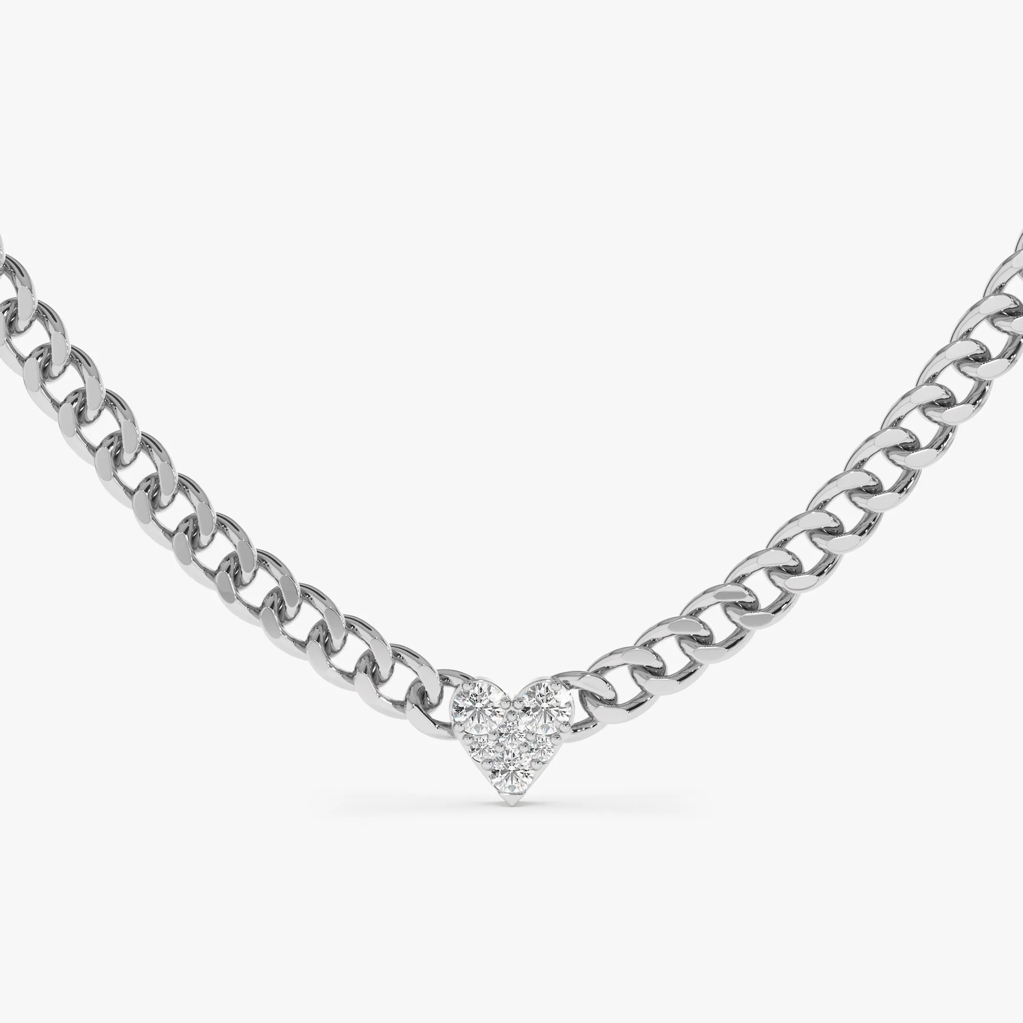 Dainty Diamond Heart Cuban Chain, Riley