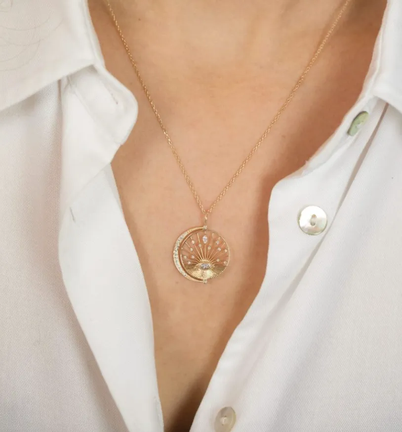 Dream Maker Diamonds Eye and Sun necklace