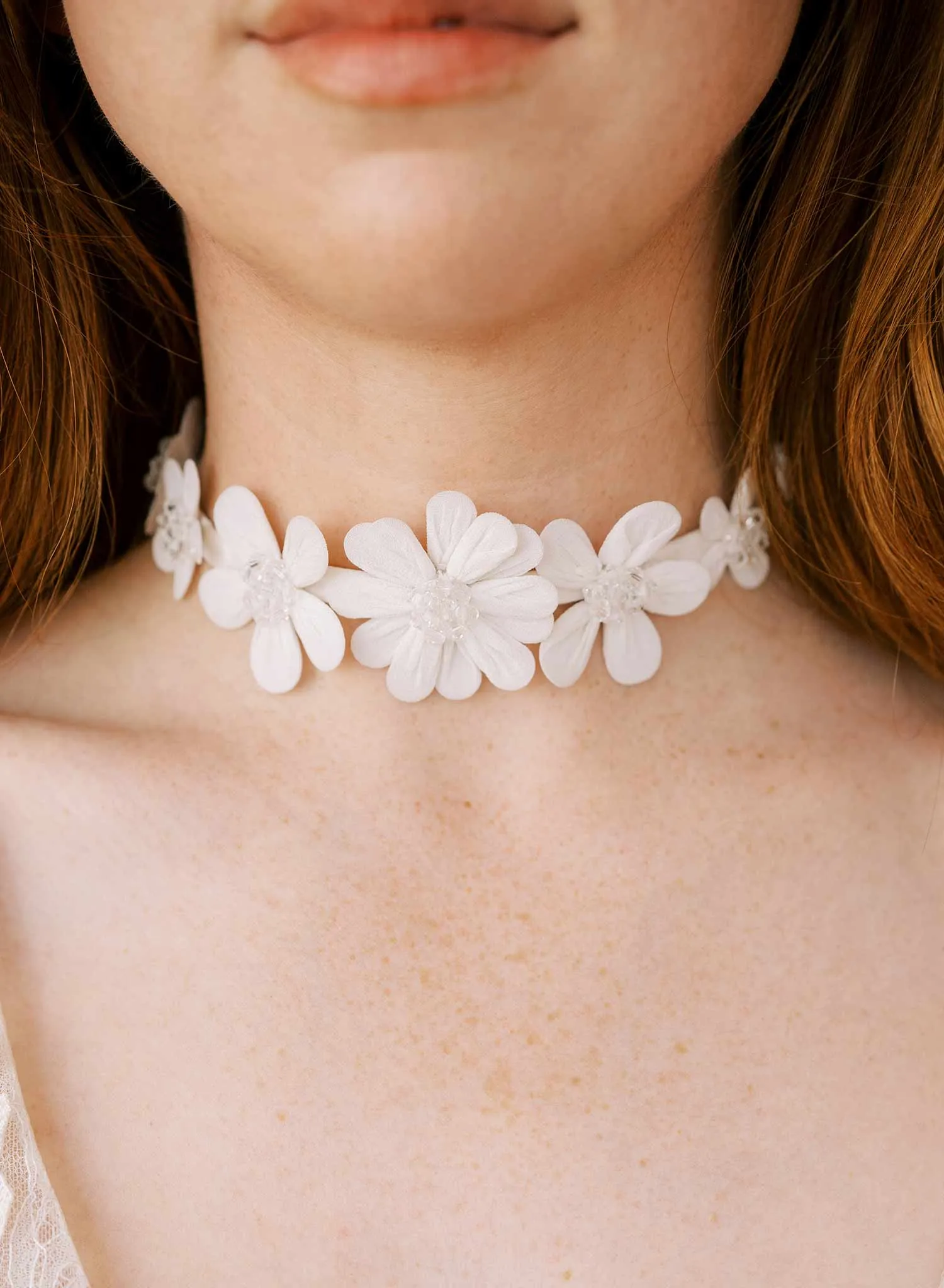 Embroidered primrose choker necklace - Style #2405