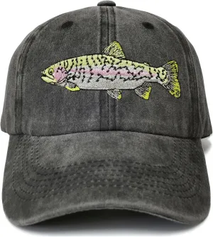 Embroidered Rainbow Trout Fish Hats