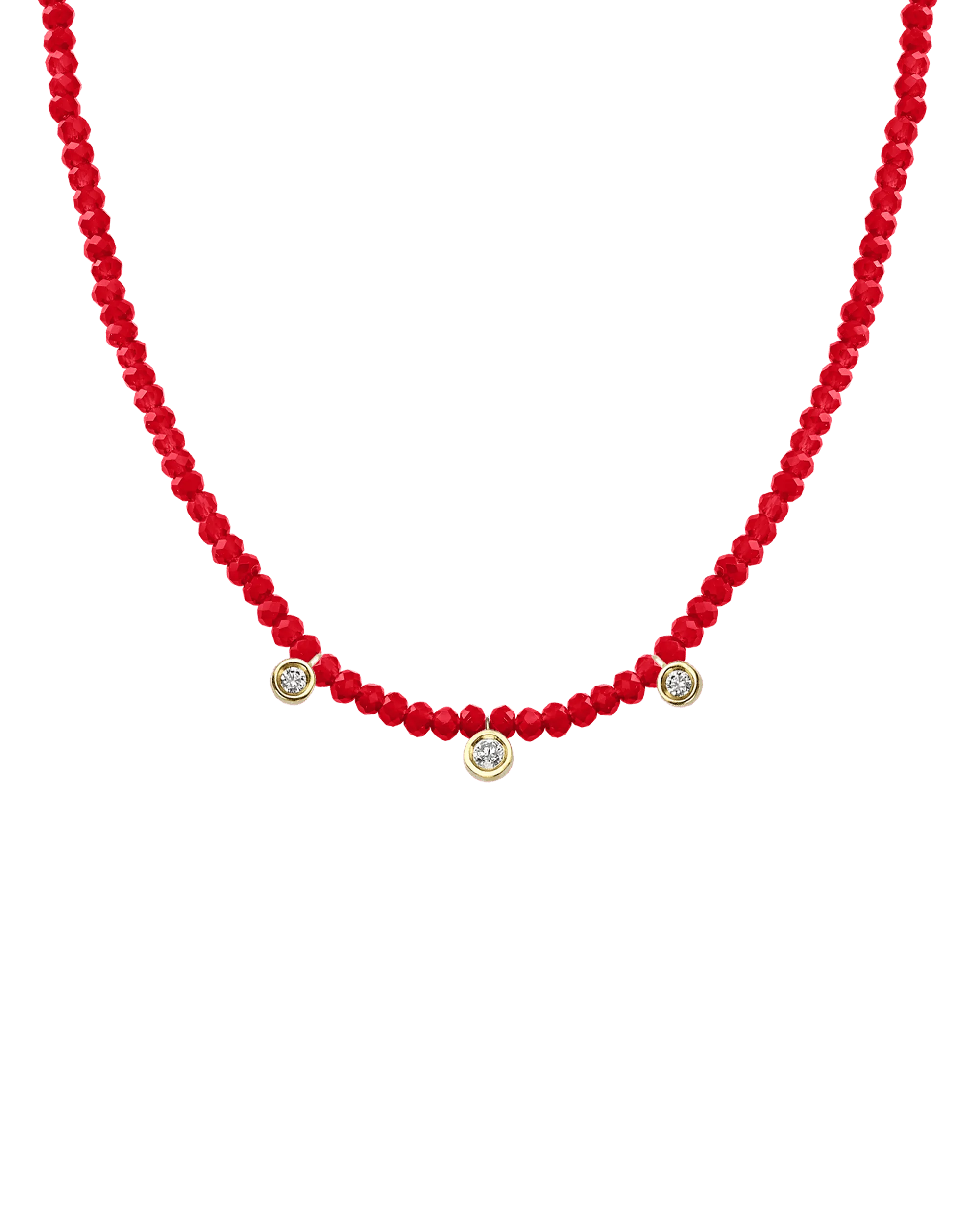 Emerald Gemstone & Three diamonds Necklace - 14K Rose Gold