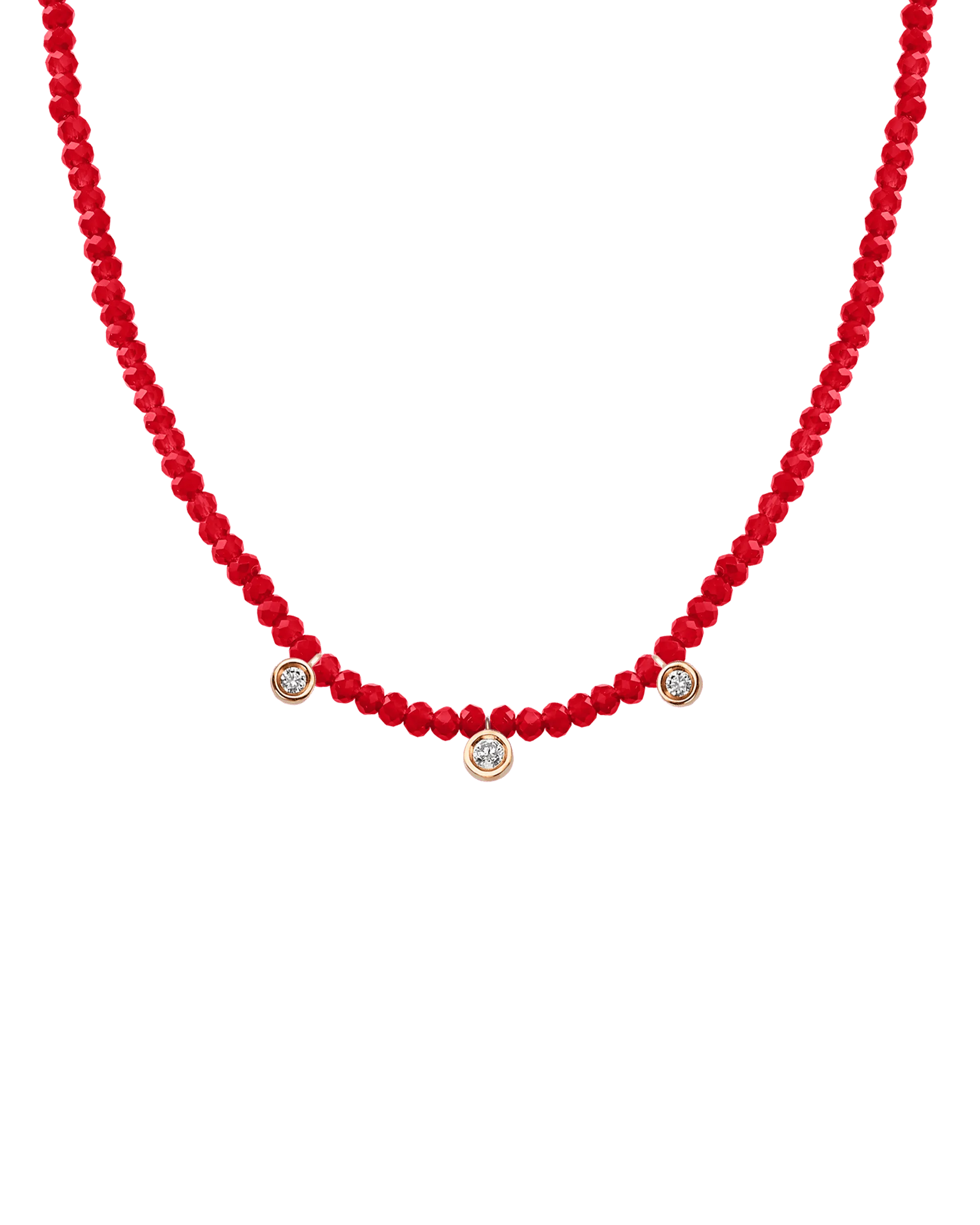 Emerald Gemstone & Three diamonds Necklace - 14K Rose Gold
