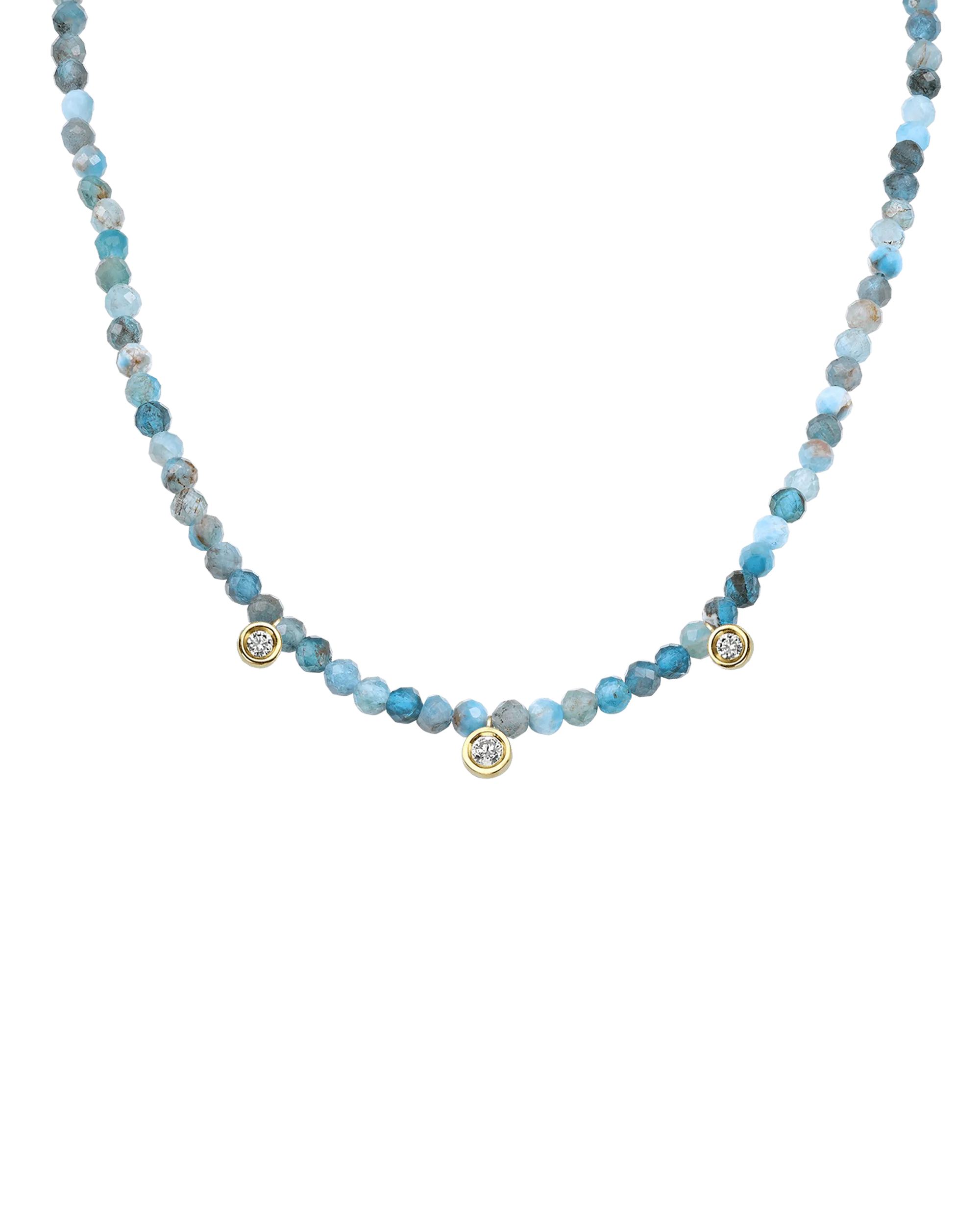 Emerald Gemstone & Three diamonds Necklace - 14K Rose Gold