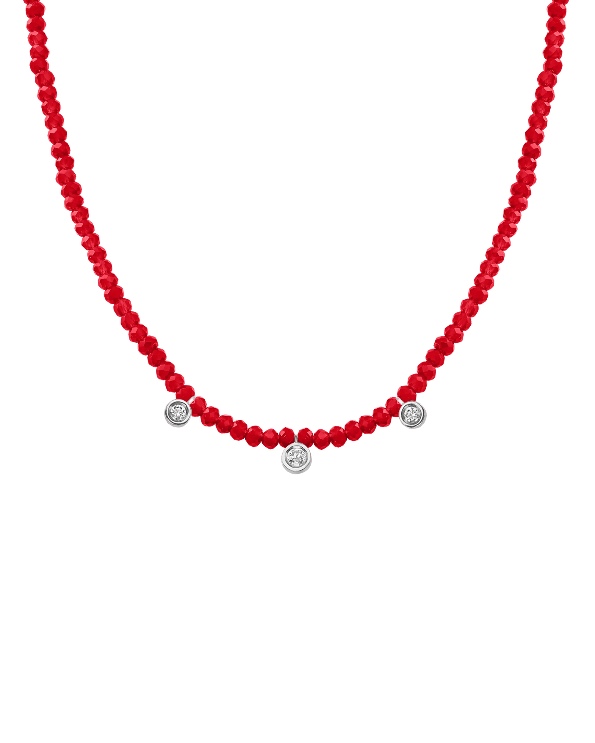 Emerald Gemstone & Three diamonds Necklace - 14K Rose Gold