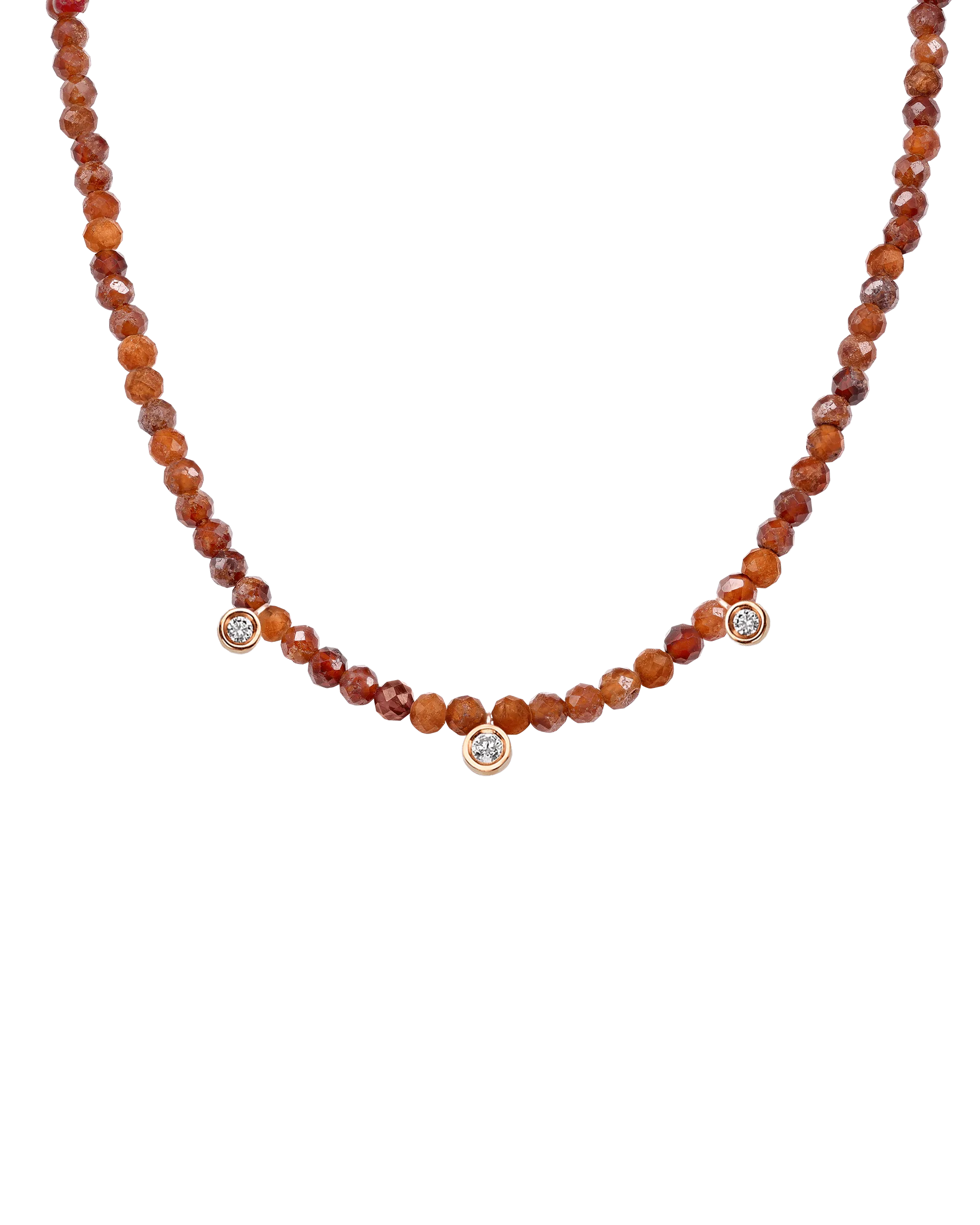 Emerald Gemstone & Three diamonds Necklace - 14K Rose Gold