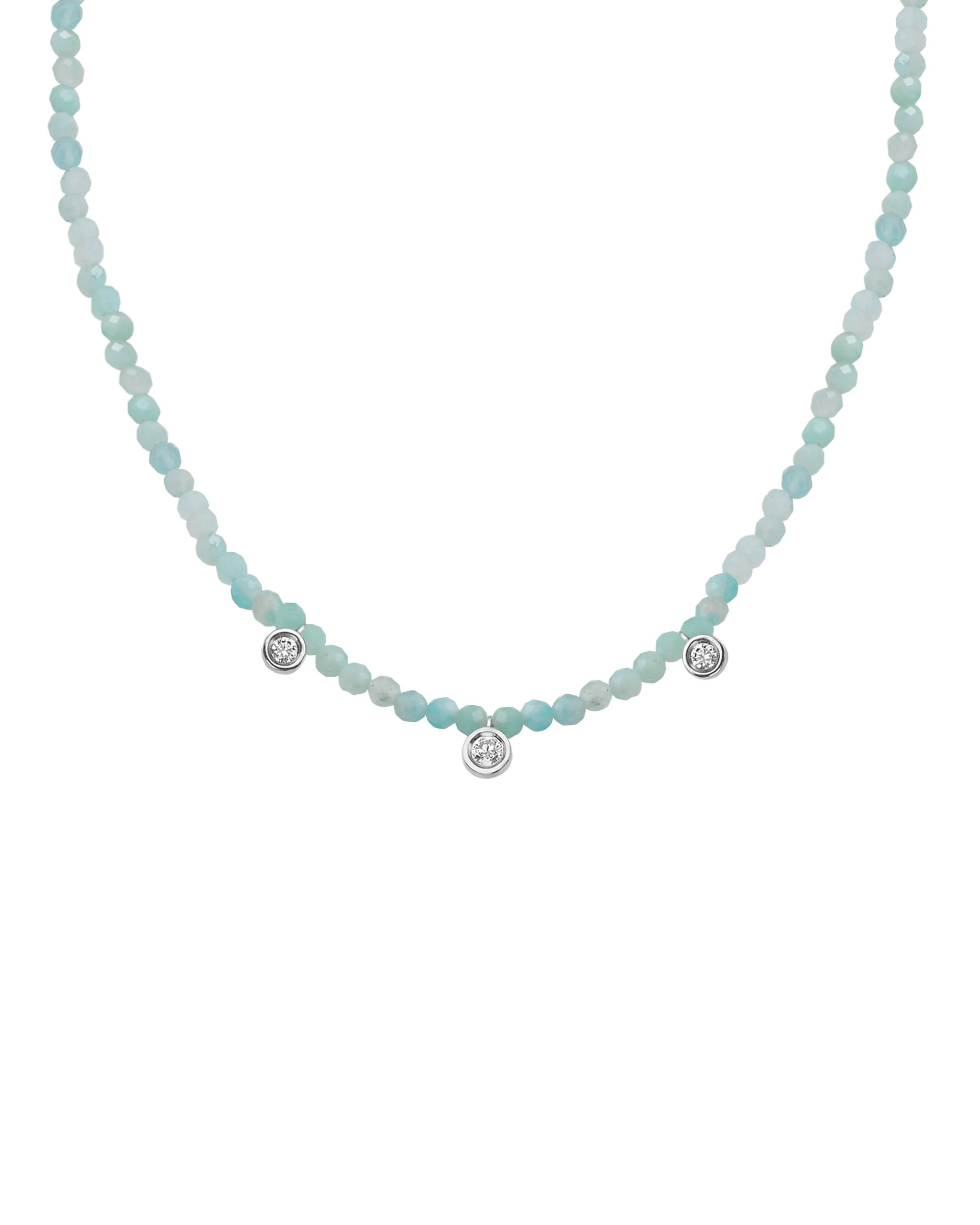 Emerald Gemstone & Three diamonds Necklace - 14K Rose Gold
