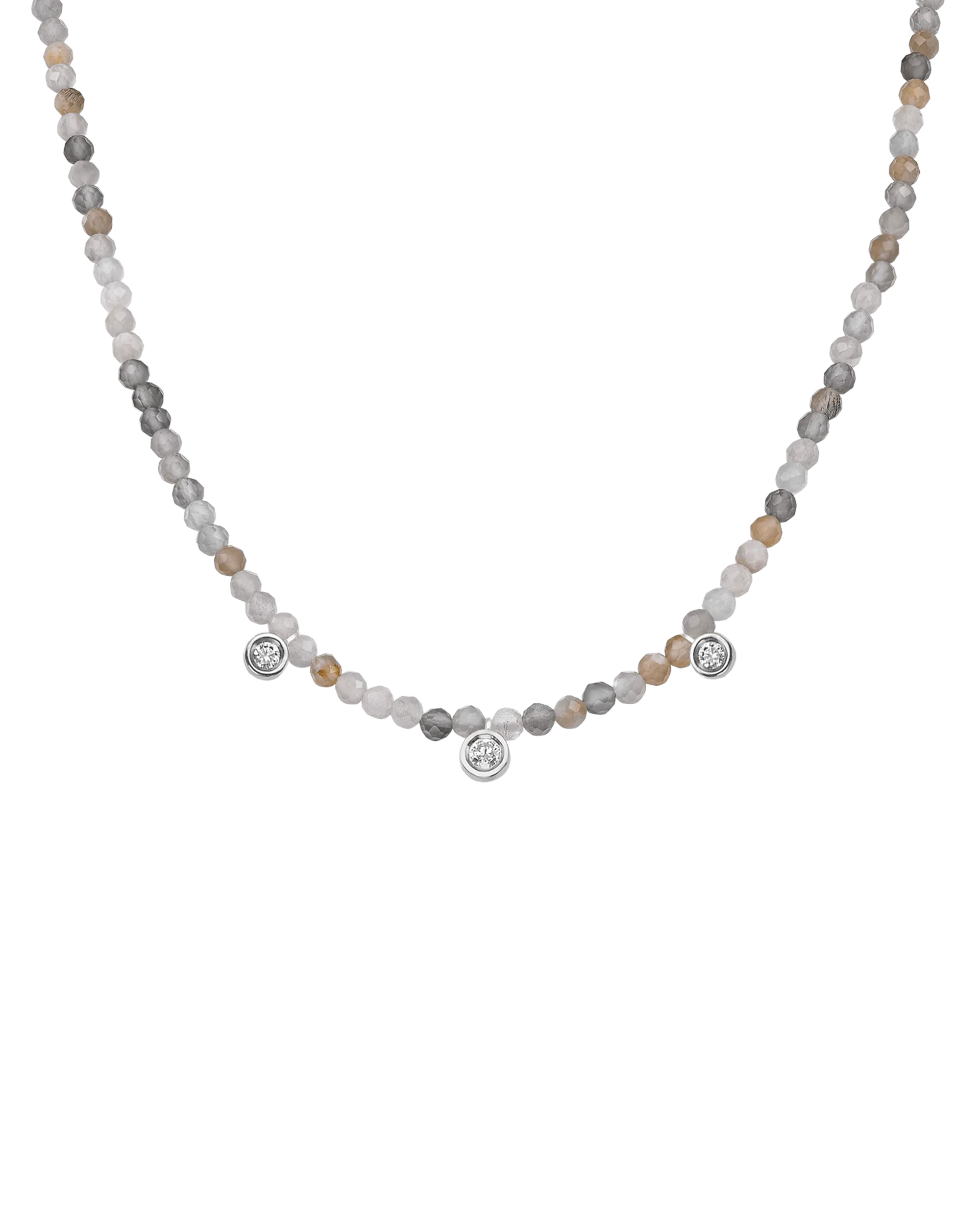Emerald Gemstone & Three diamonds Necklace - 14K Rose Gold