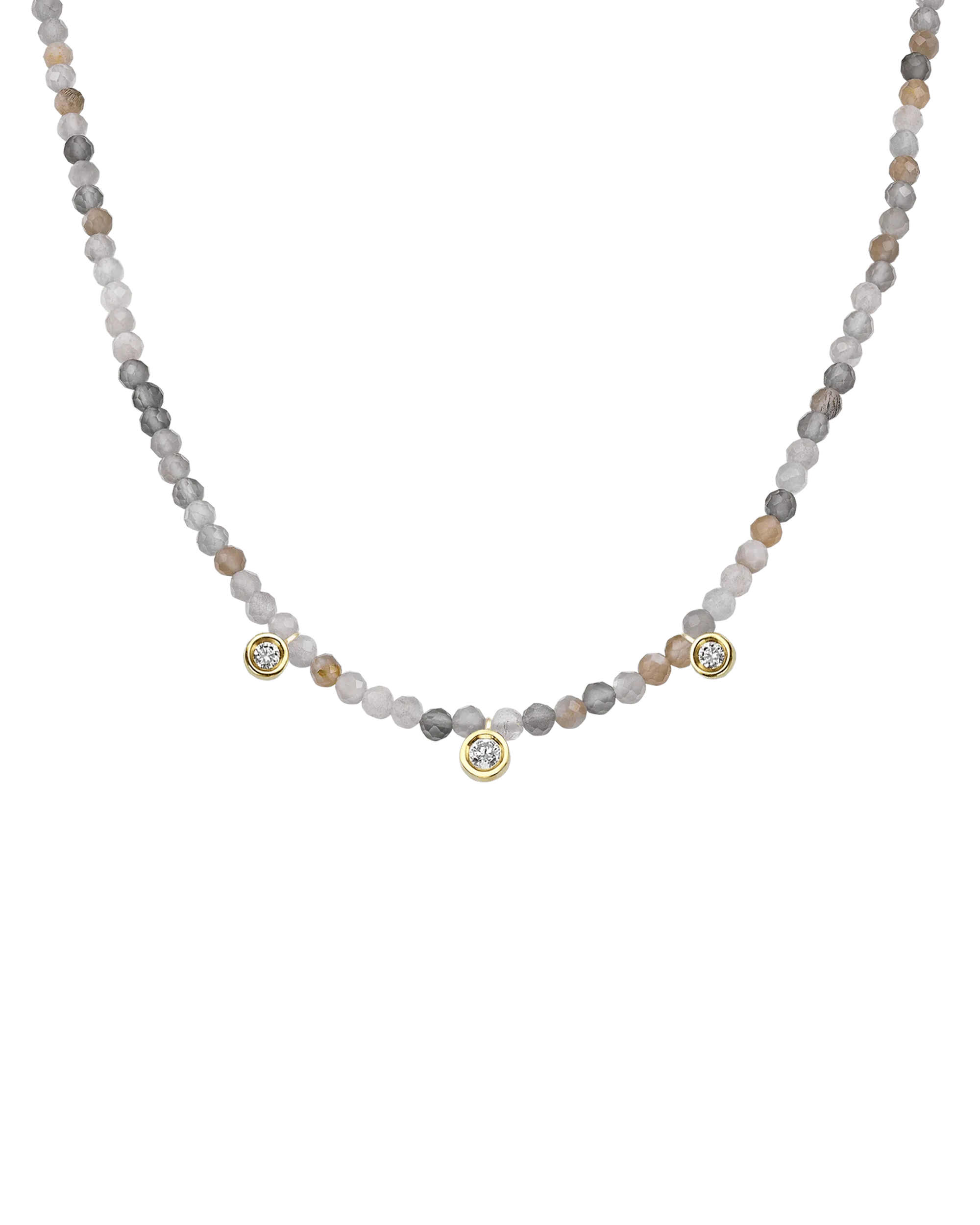 Emerald Gemstone & Three diamonds Necklace - 14K Rose Gold