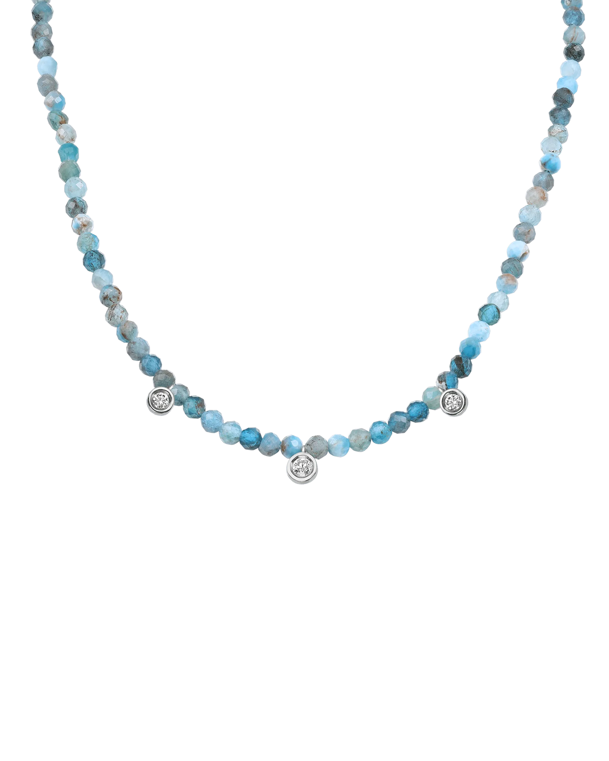 Emerald Gemstone & Three diamonds Necklace - 14K Rose Gold