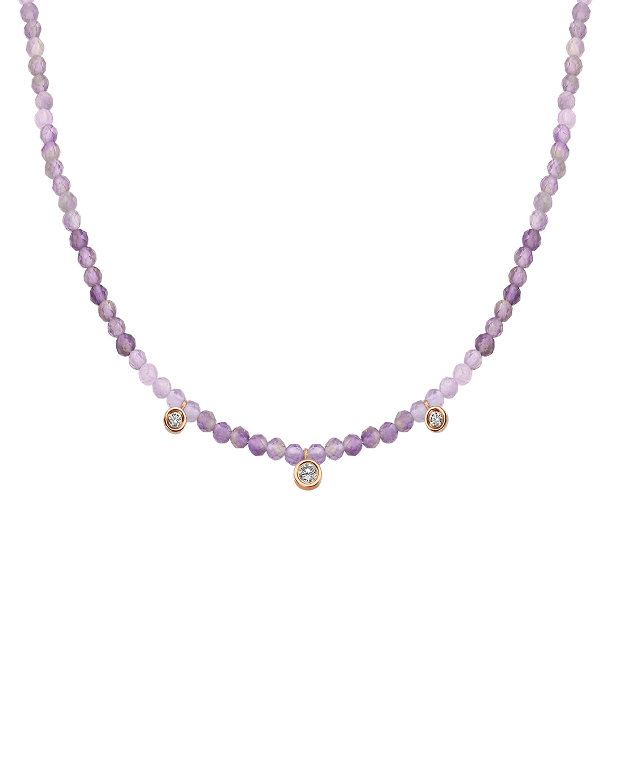 Emerald Gemstone & Three diamonds Necklace - 14K Rose Gold