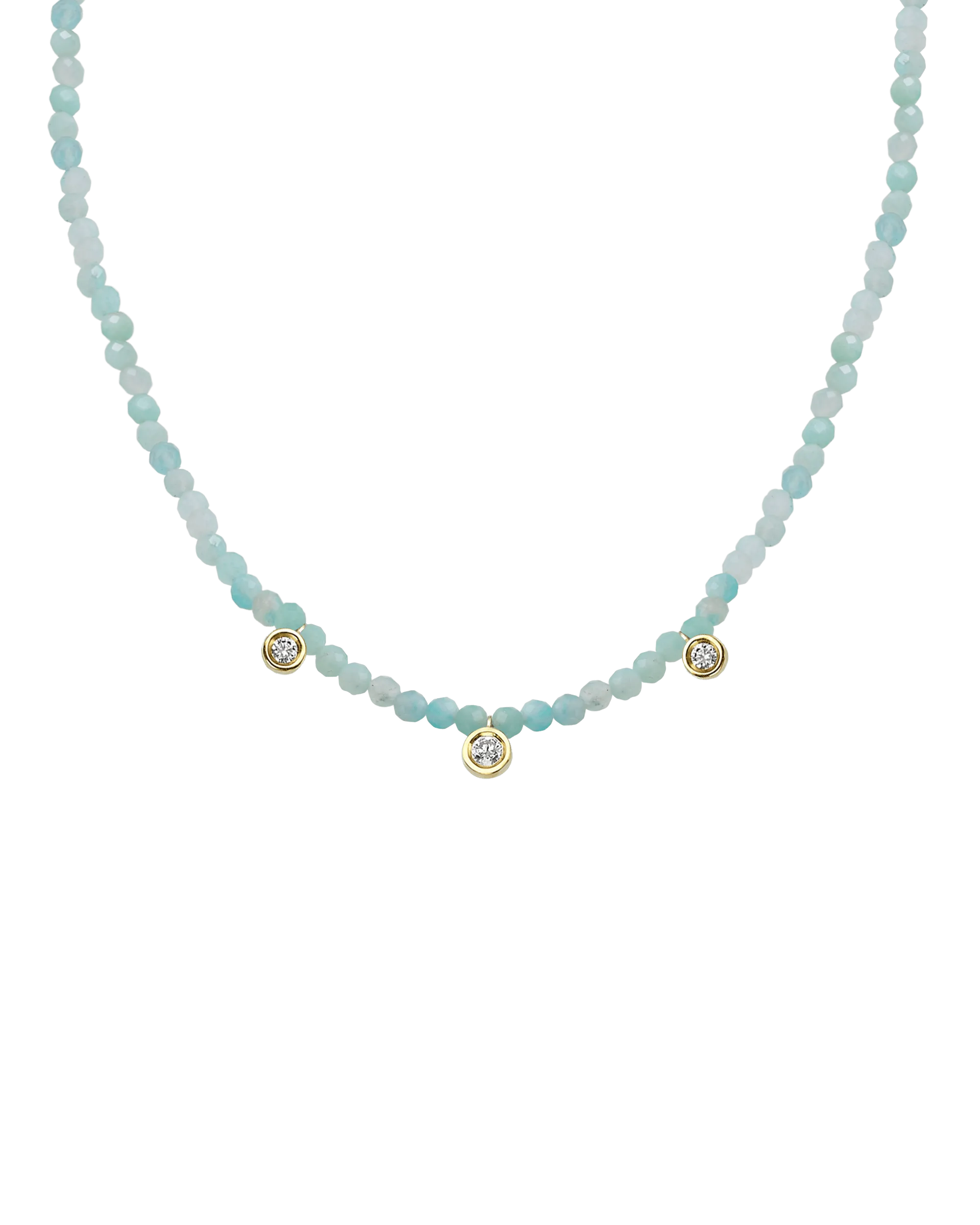 Emerald Gemstone & Three diamonds Necklace - 14K Rose Gold