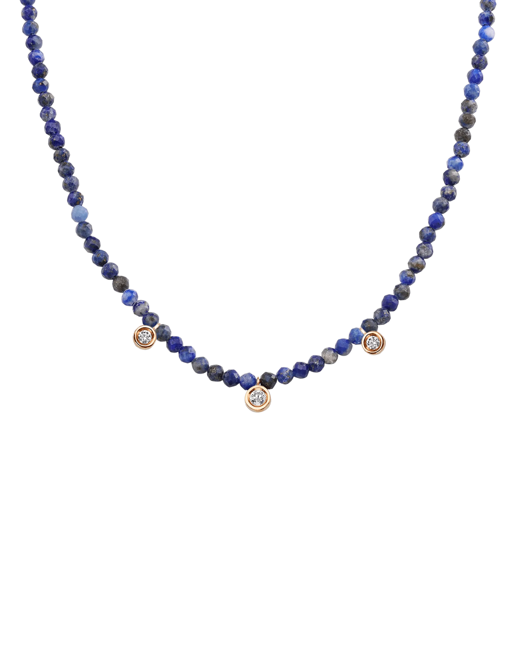 Emerald Gemstone & Three diamonds Necklace - 14K Rose Gold