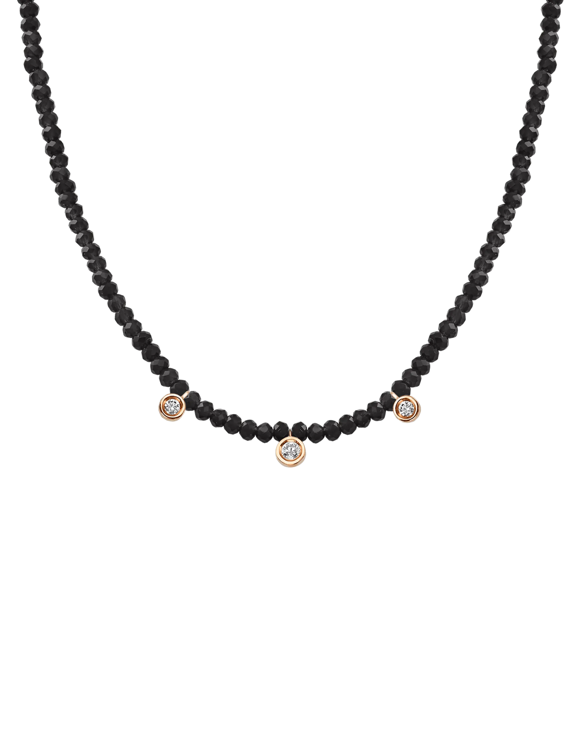 Emerald Gemstone & Three diamonds Necklace - 14K Rose Gold