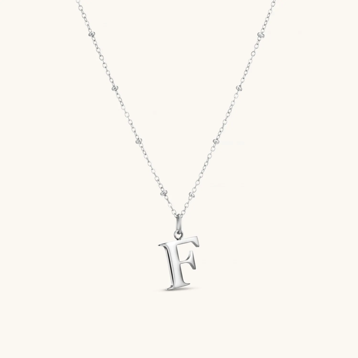 F Initial Pendant Necklace In Silver