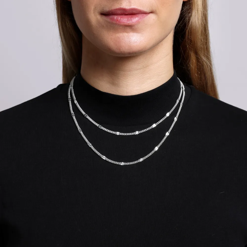 Fingerprint Chain, 925S sterling silver plated, 40 / 45 cm   5 cm extender