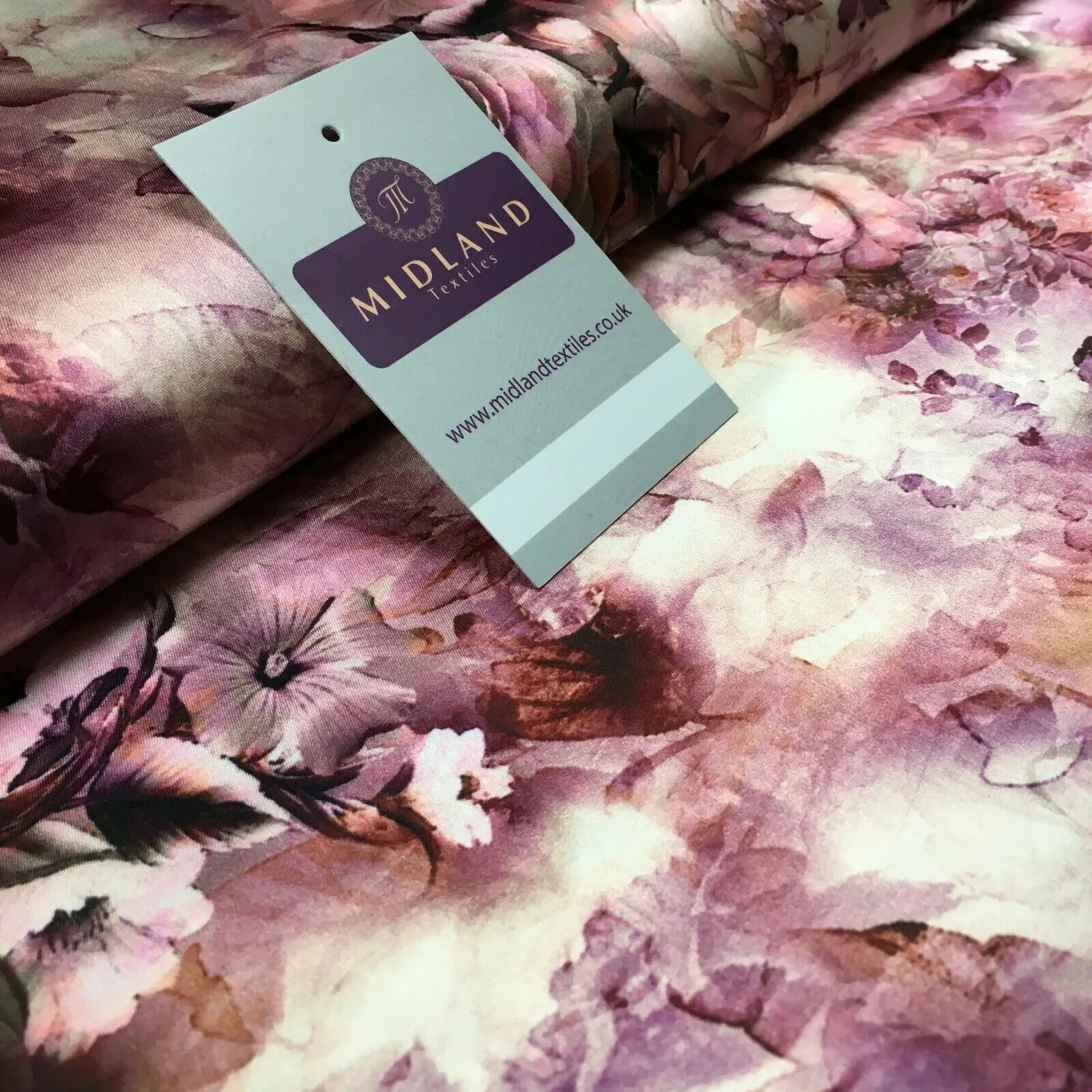 Floral Vintage Soft Digital Printed Satin Dress Fabric 110 cm Wide MA1141 Mtex