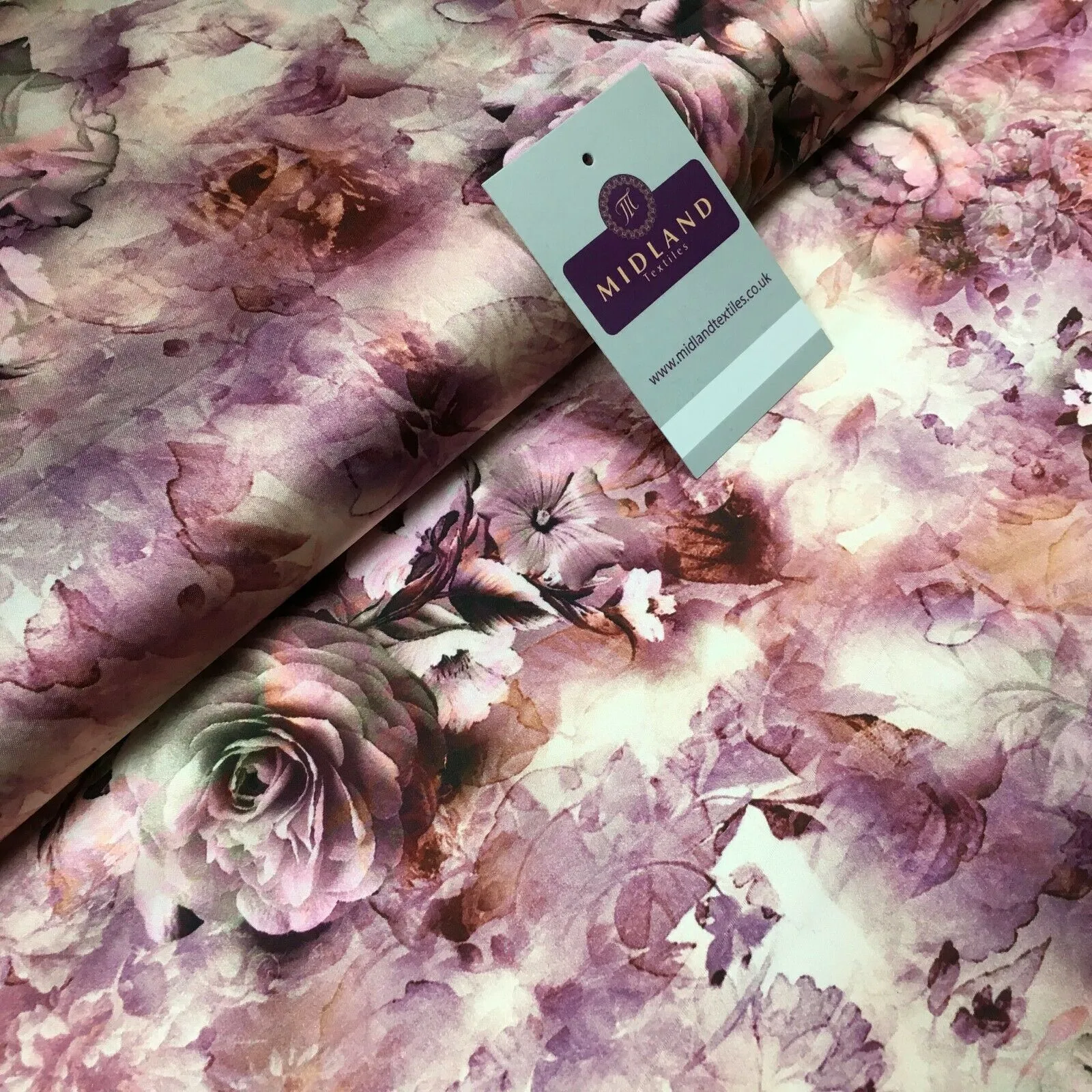 Floral Vintage Soft Digital Printed Satin Dress Fabric 110 cm Wide MA1141 Mtex