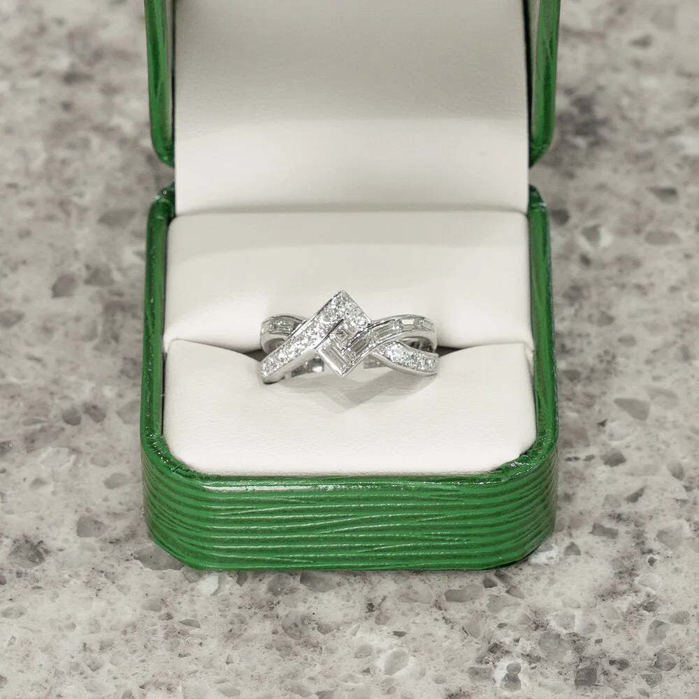 Free Form Baguette and Round Diamond Ring