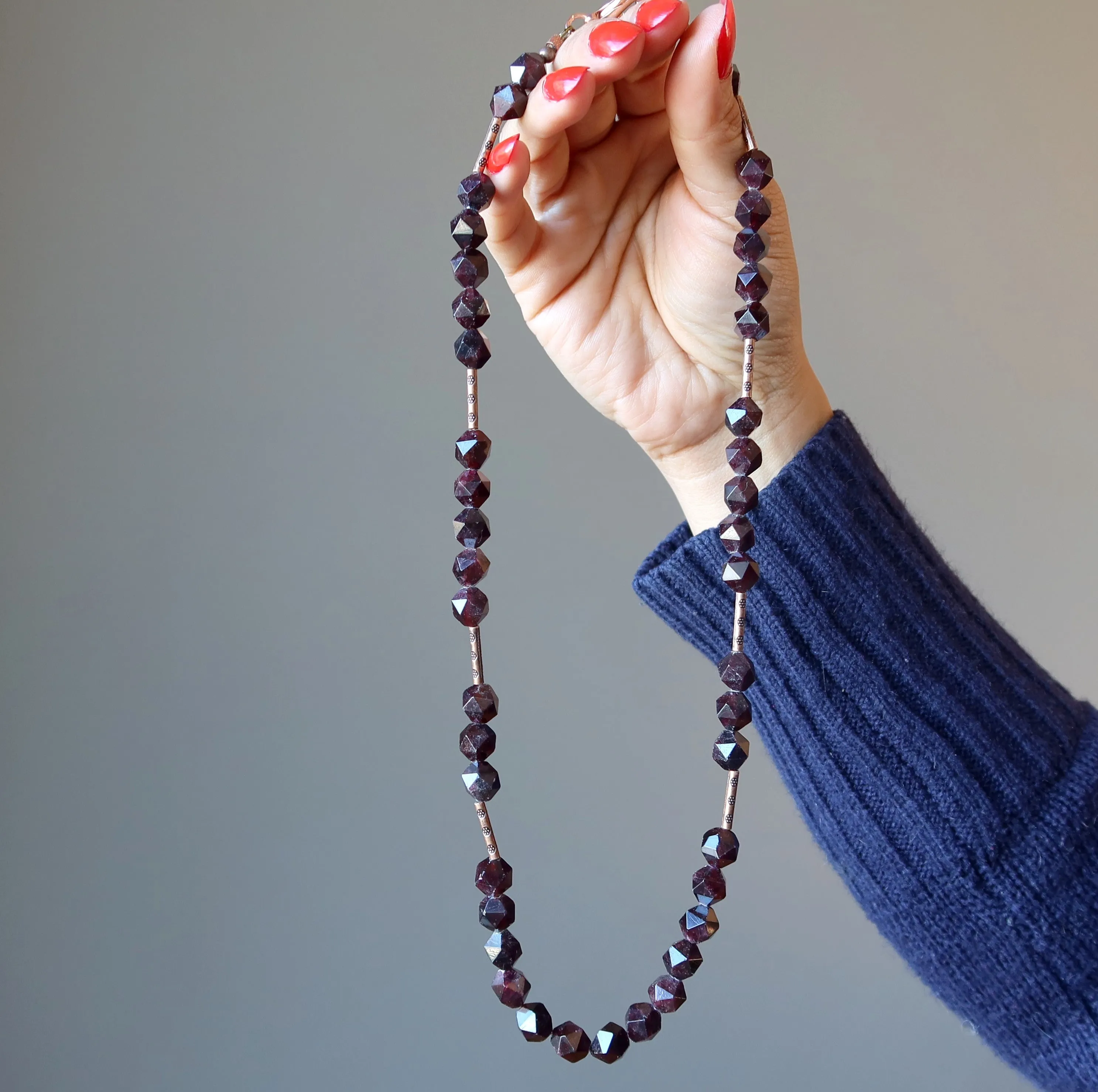 Garnet Necklace Lady in Red Classic Faceted Gemstones
