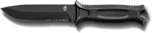 Gerber Gear StrongArm - Fixed Blade, Full Tang Knife - Camping Knife with Multiple Carry Options - Made in USA - Black, Serrated Edge