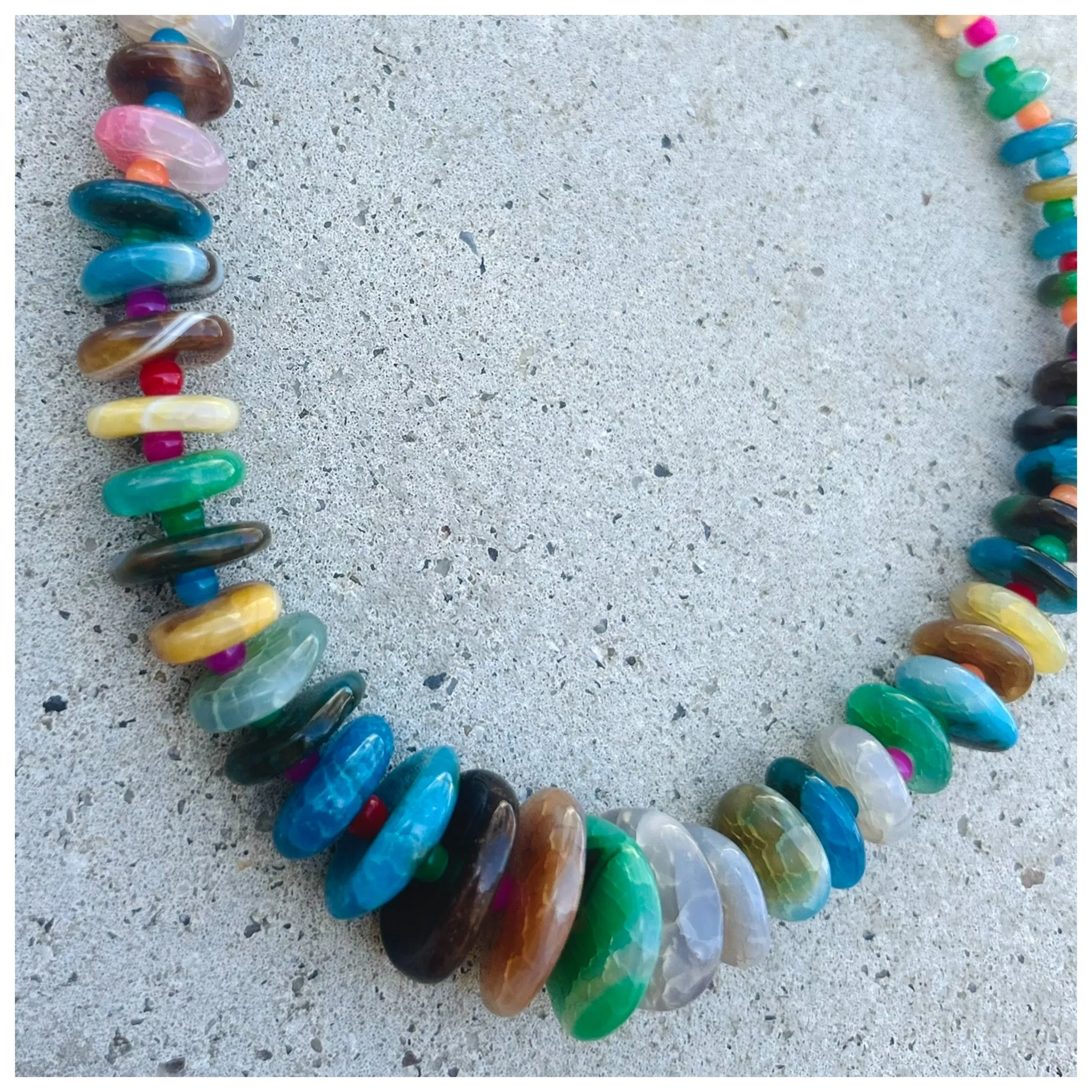 Graduated Multi Biggie Agate Necklace