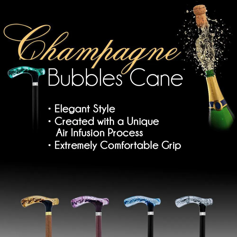 Green and Clear Acrylic Bubble Handle Cane w/ Custom Wooden Shaft