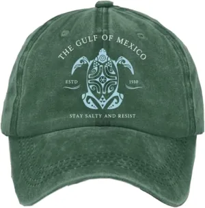 Gulf of Mexico Printed Baseball Cap, Gulf of Mexico Baseball Hats, Resist Hats for Men, Women's Ponytail Hat