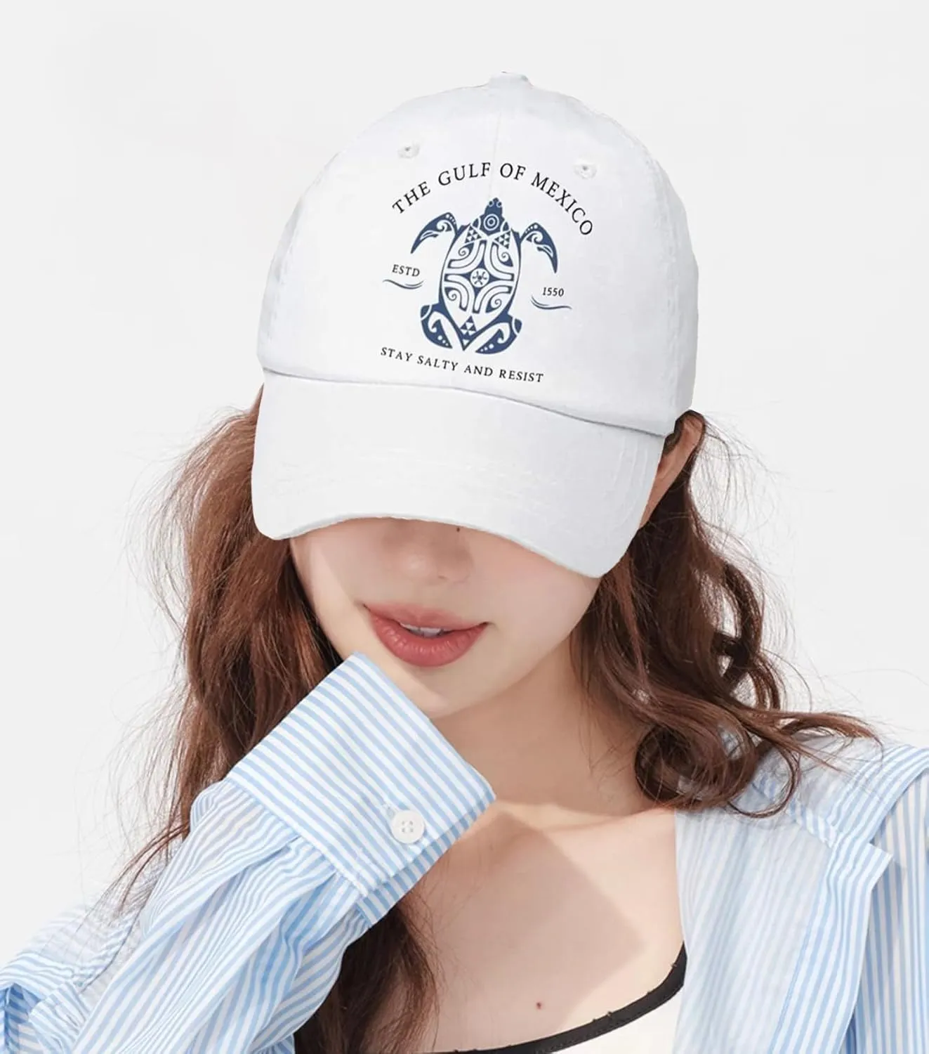 Gulf of Mexico Printed Baseball Cap, Gulf of Mexico Baseball Hats, Resist Hats for Men, Women's Ponytail Hat