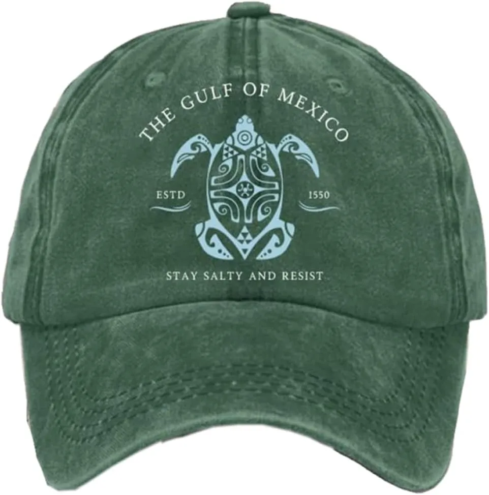 Gulf of Mexico Printed Baseball Cap, Gulf of Mexico Baseball Hats, Resist Hats for Men, Women's Ponytail Hat