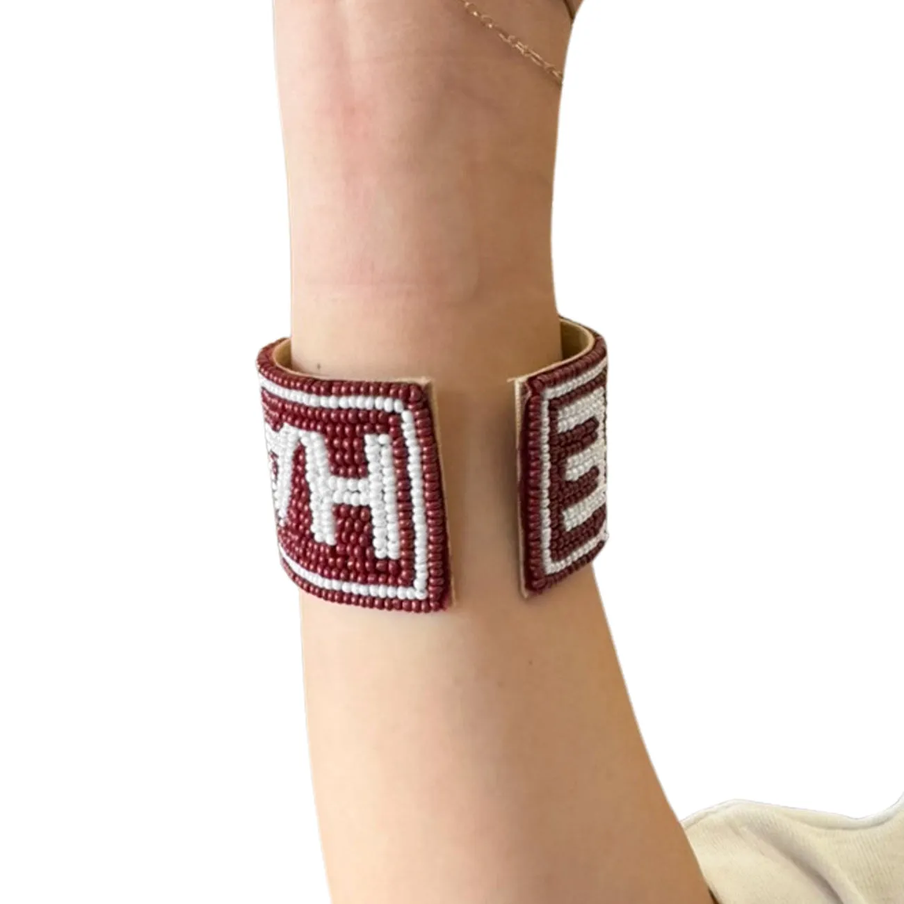 Hail State Beaded Cuff Bracelet