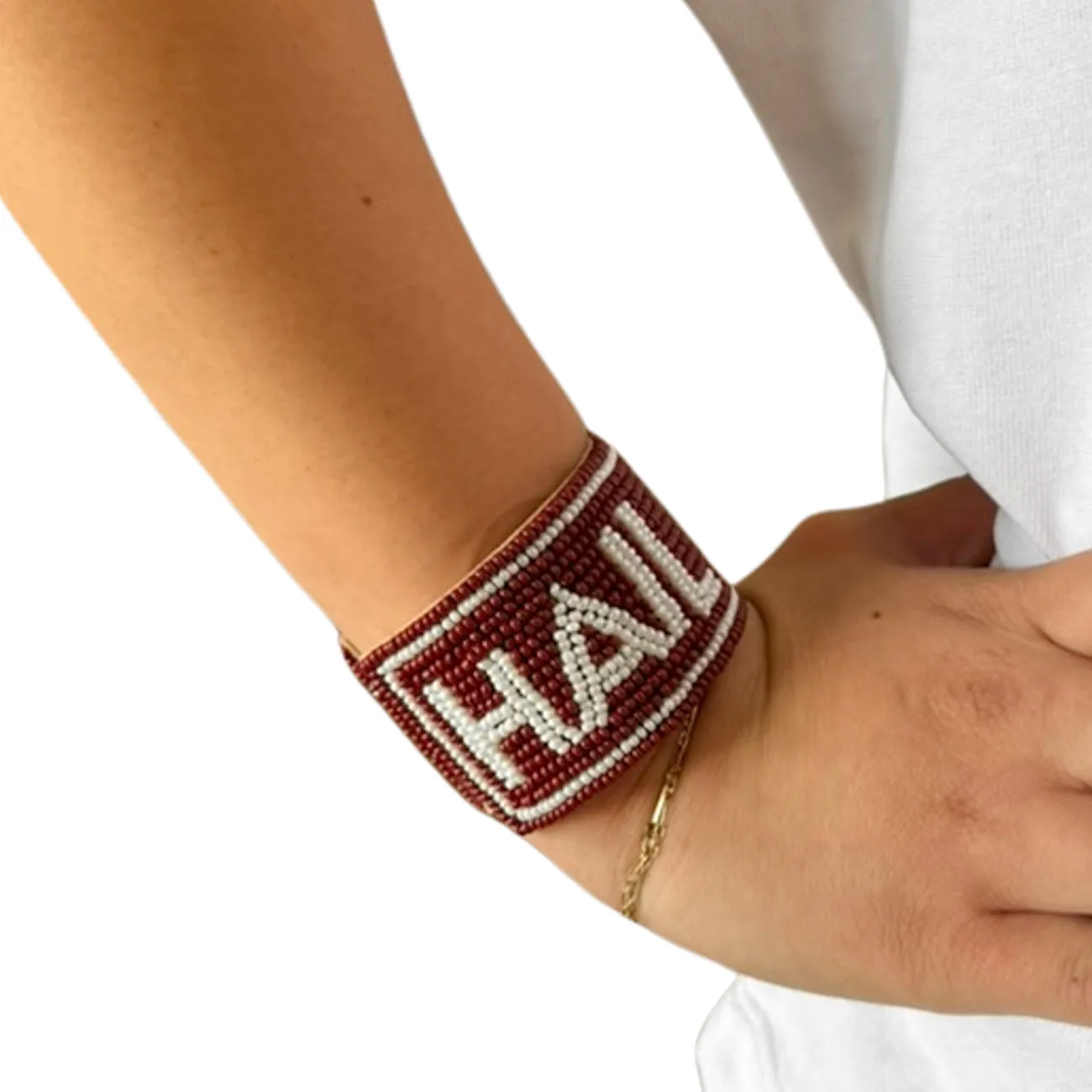 Hail State Beaded Cuff Bracelet