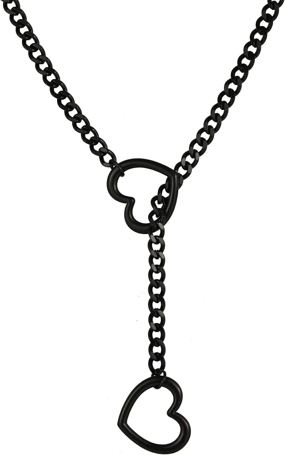 Heart O-ring Slip Chain Necklace for Women Punk Rock Stainless Steel Cuban Long Handmade Necklace Y-NecklaceJewelry Gifts Adjustable Lariat Y-Necklace Heart Locker With Key