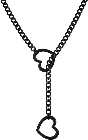 Heart O-ring Slip Chain Necklace for Women Punk Rock Stainless Steel Cuban Long Handmade Necklace Y-NecklaceJewelry Gifts Adjustable Lariat Y-Necklace Heart Locker With Key