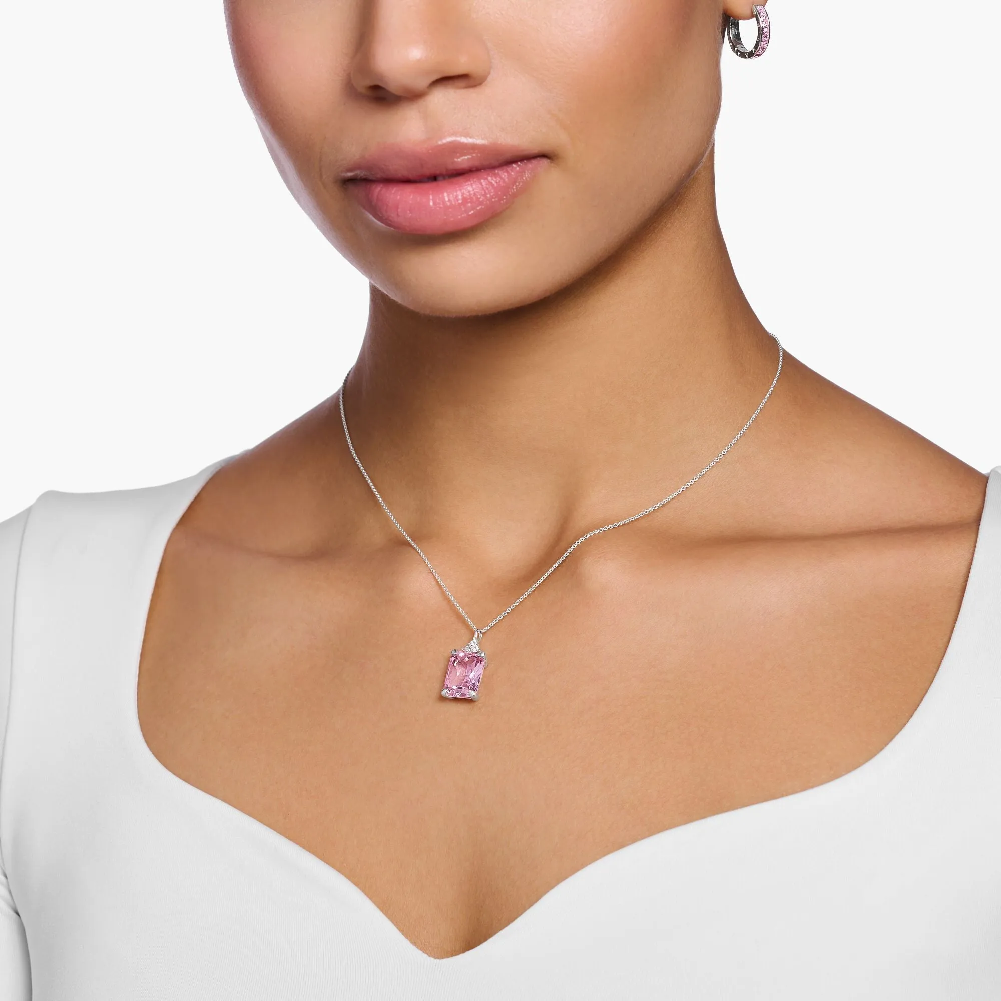 Heritage Pink Stone Silver Necklace