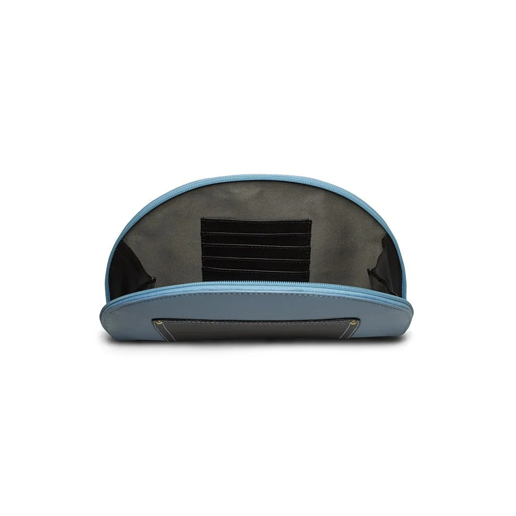 Hoopoe Saffiano Leather Clutch in Blue/Black