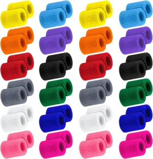 Hungdao sweatbands for Kids Bulk Sweat Band Athletic Sports Wrist Bands Basketball Football Party Favors for Kids Outdoor Activity