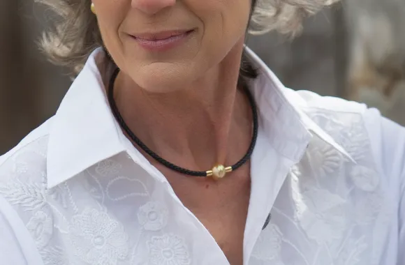 Italian Leather & Pearl Bolo Necklace