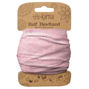 Karma Pink Line Flower Headband for Women - Medium - Fabric Headband and Stretchy Hair Scarf - Pink