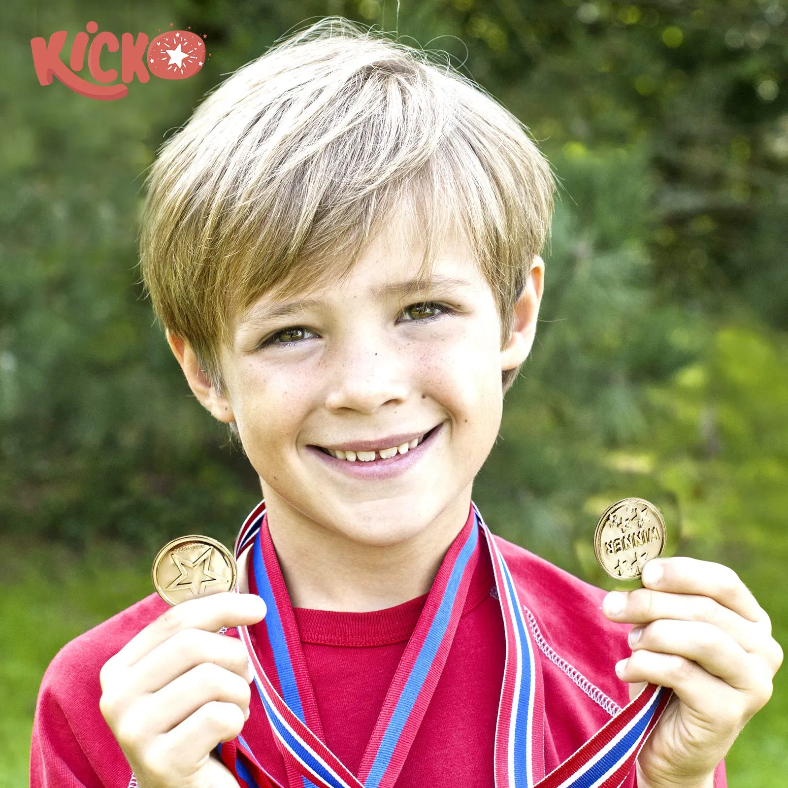 Kicko Fake Gold Medals - 36 Pack - for Kids, Party Favors, Stocking Stuffers, Classroom
