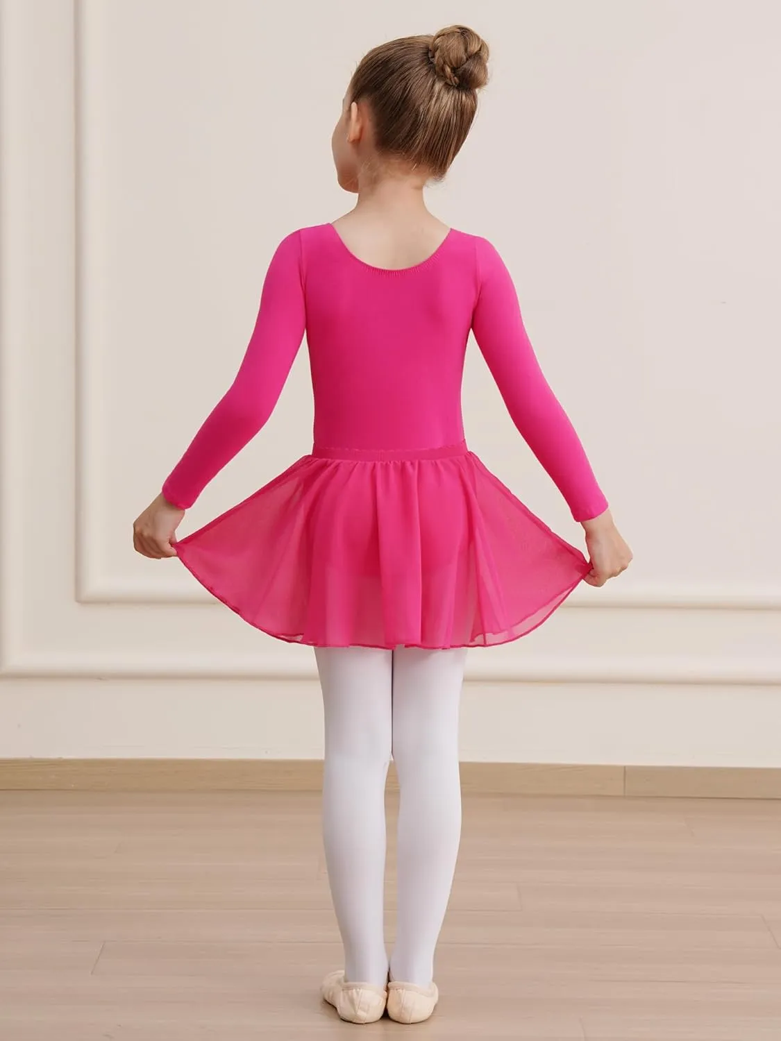 Leotards for Girls Long Sleeve Ballet Dress Toddler Dance Leotard with Skirt Kids Gymnastics Outfits Tutu Dress