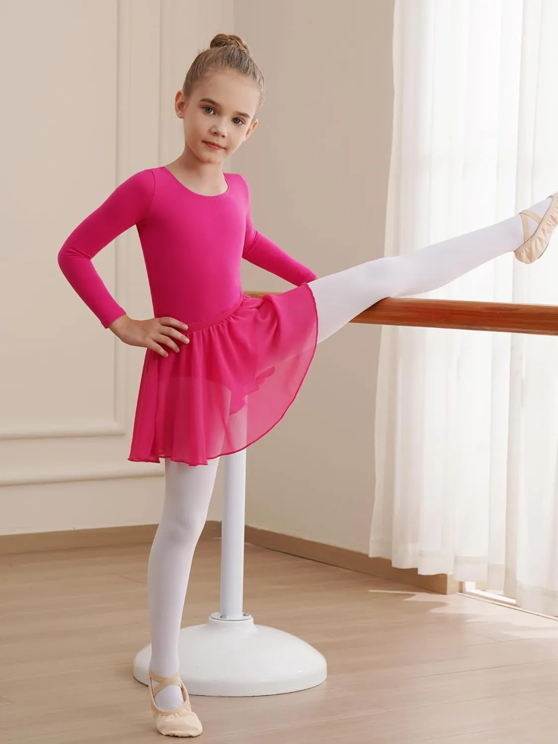 Leotards for Girls Long Sleeve Ballet Dress Toddler Dance Leotard with Skirt Kids Gymnastics Outfits Tutu Dress