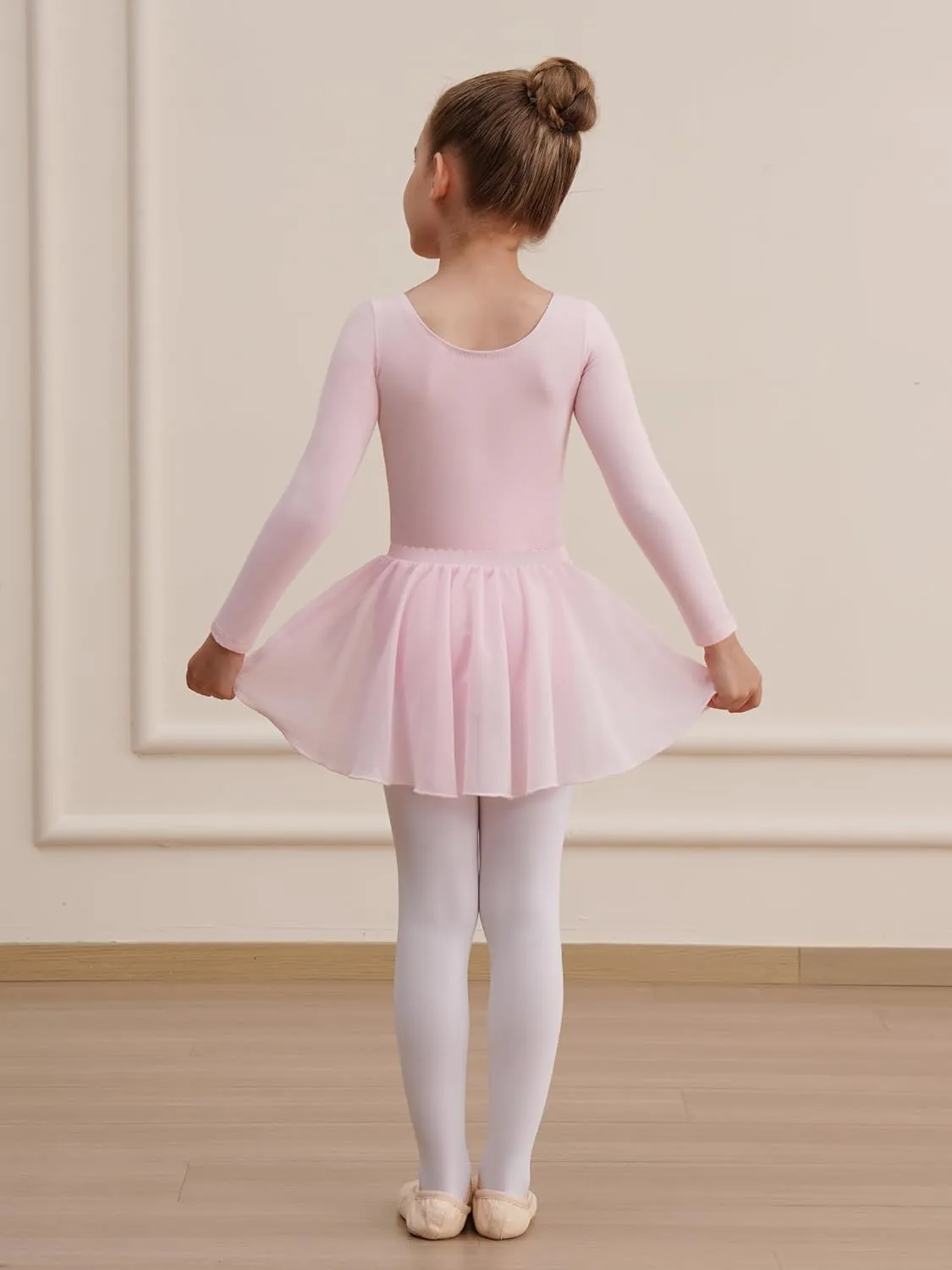 Leotards for Girls Long Sleeve Ballet Dress Toddler Dance Leotard with Skirt Kids Gymnastics Outfits Tutu Dress