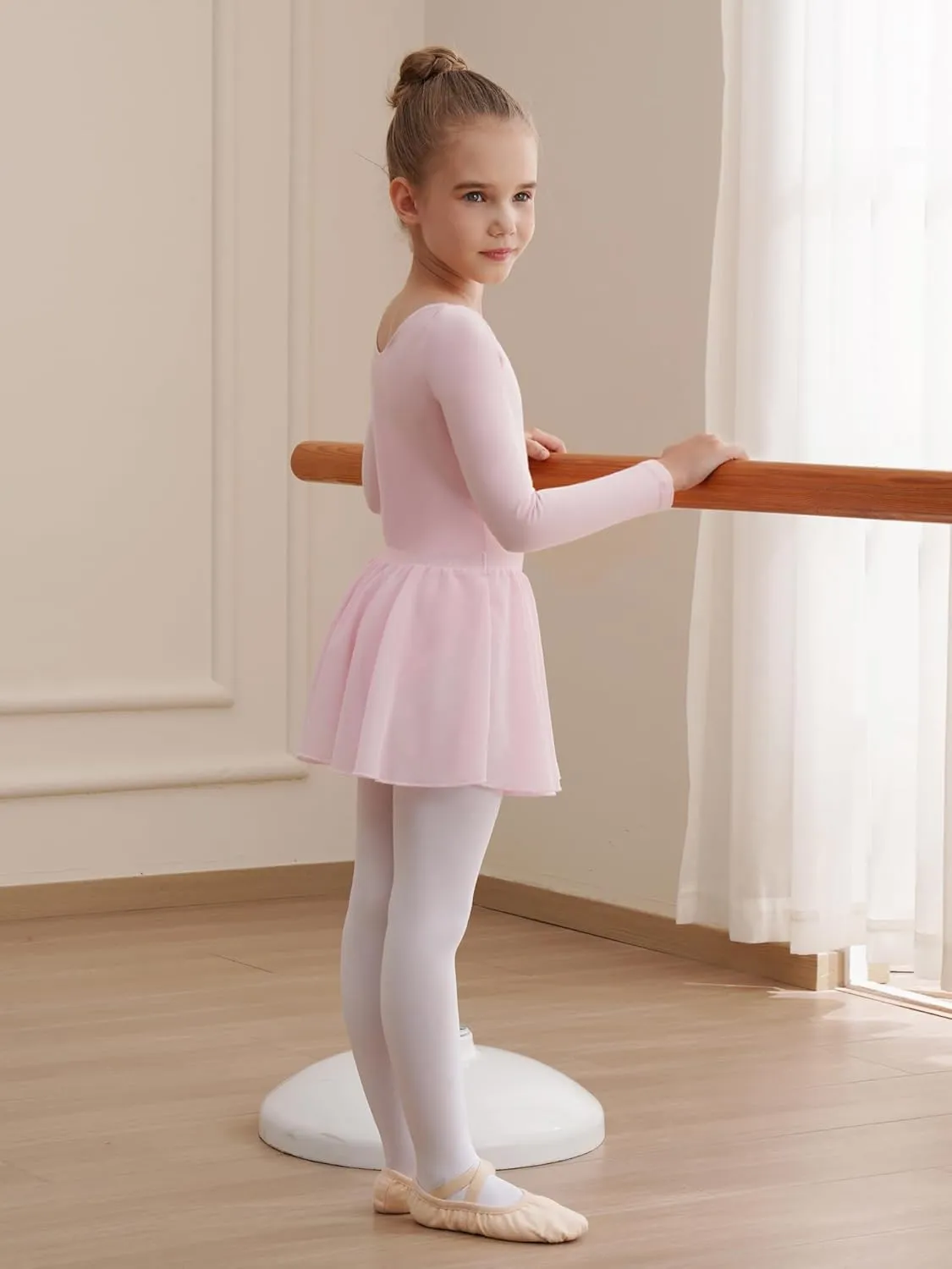 Leotards for Girls Long Sleeve Ballet Dress Toddler Dance Leotard with Skirt Kids Gymnastics Outfits Tutu Dress