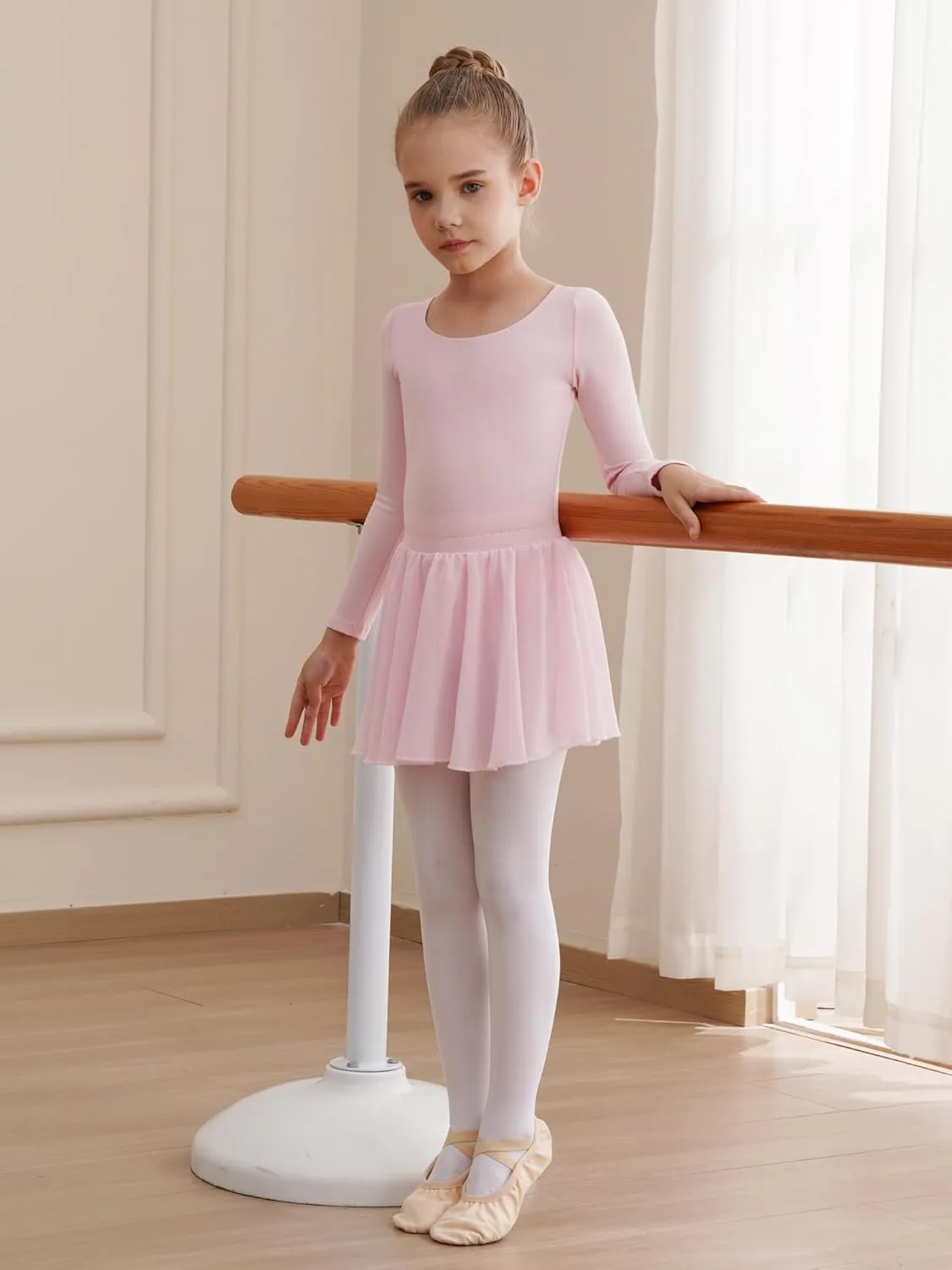 Leotards for Girls Long Sleeve Ballet Dress Toddler Dance Leotard with Skirt Kids Gymnastics Outfits Tutu Dress