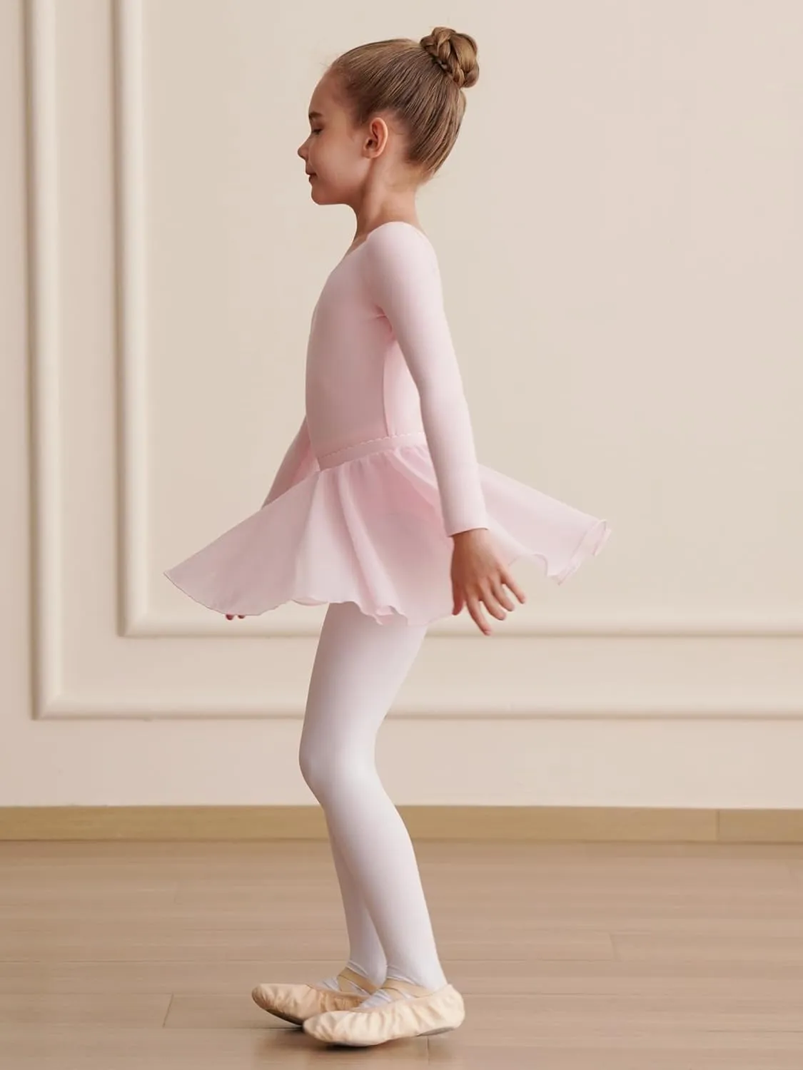 Leotards for Girls Long Sleeve Ballet Dress Toddler Dance Leotard with Skirt Kids Gymnastics Outfits Tutu Dress