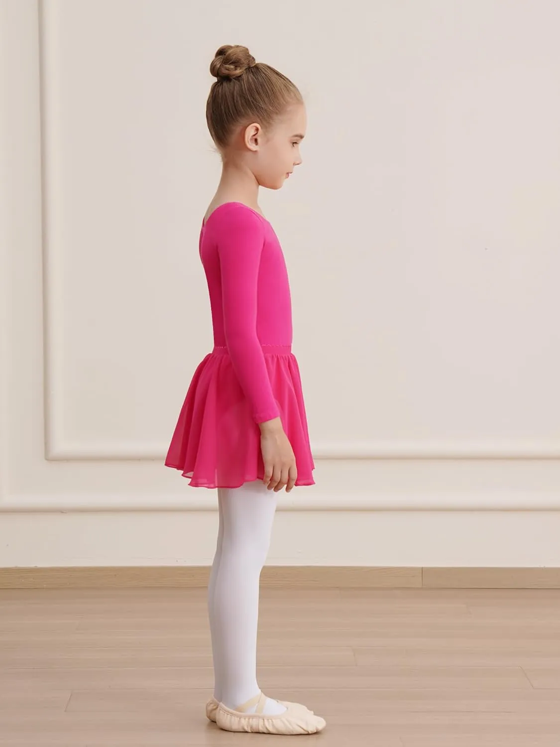 Leotards for Girls Long Sleeve Ballet Dress Toddler Dance Leotard with Skirt Kids Gymnastics Outfits Tutu Dress